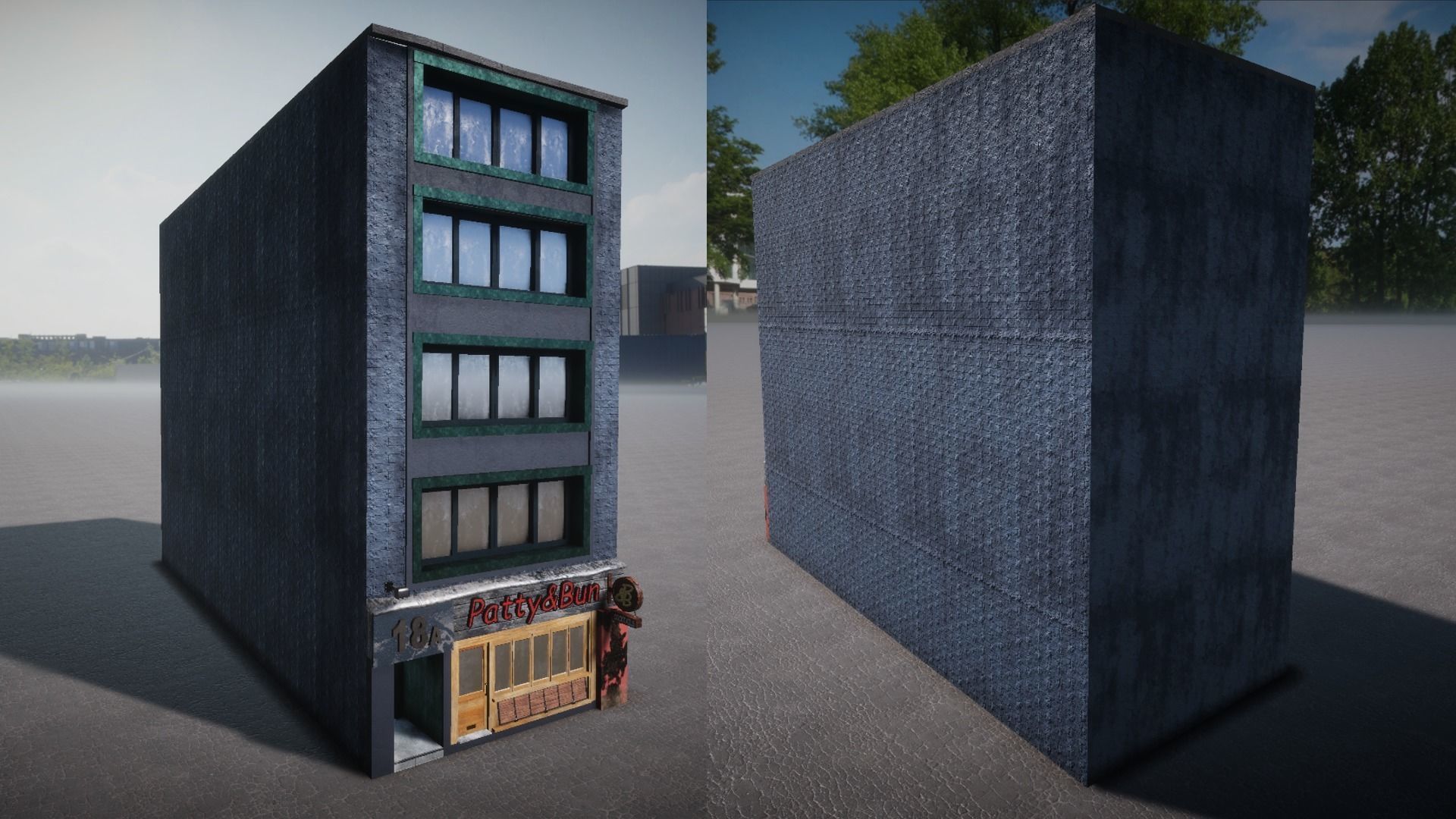 Pack of buildings for the game Low-poly 3D model_5