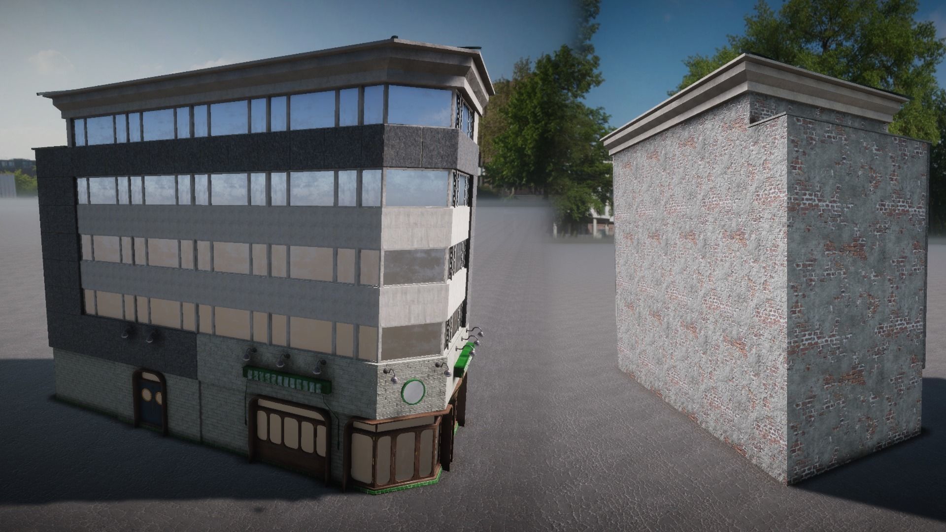 Pack of buildings for the game Low-poly 3D model_3