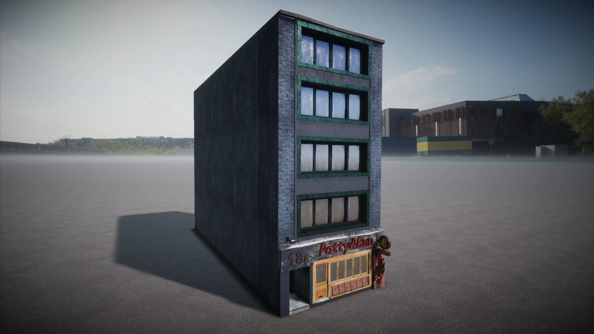 Pack of buildings for the game Low-poly 3D model_16