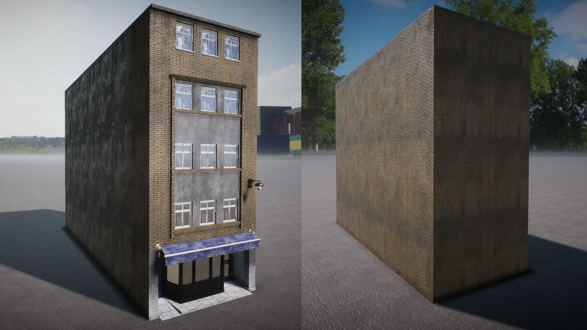 Pack of buildings for the game Low-poly 3D model_4