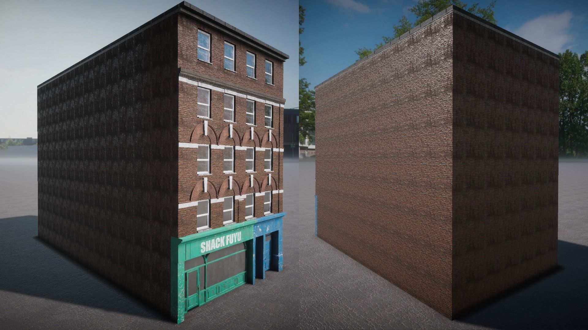 Pack of buildings for the game Low-poly 3D model_7