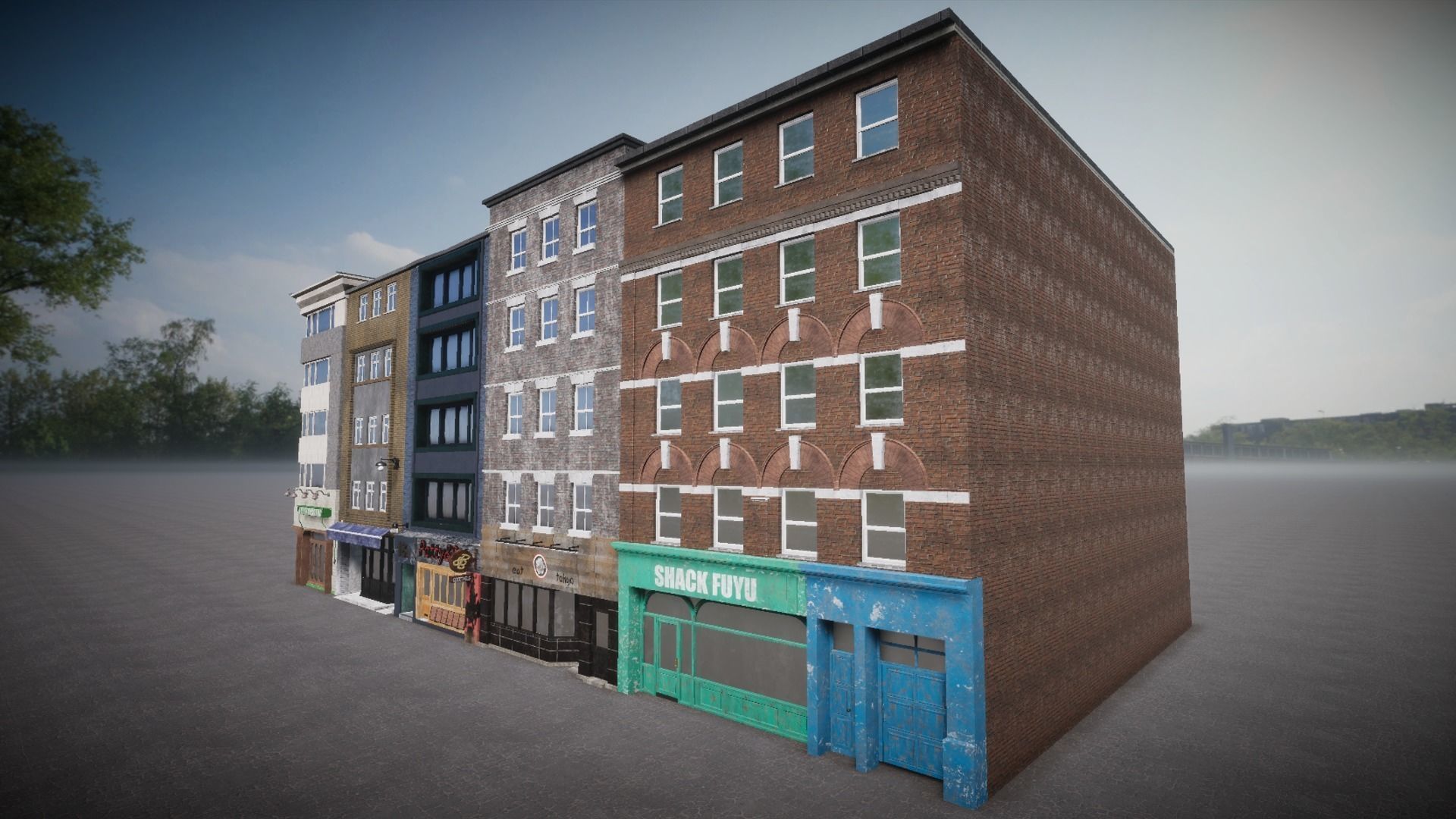Pack of buildings for the game Low-poly 3D model_2