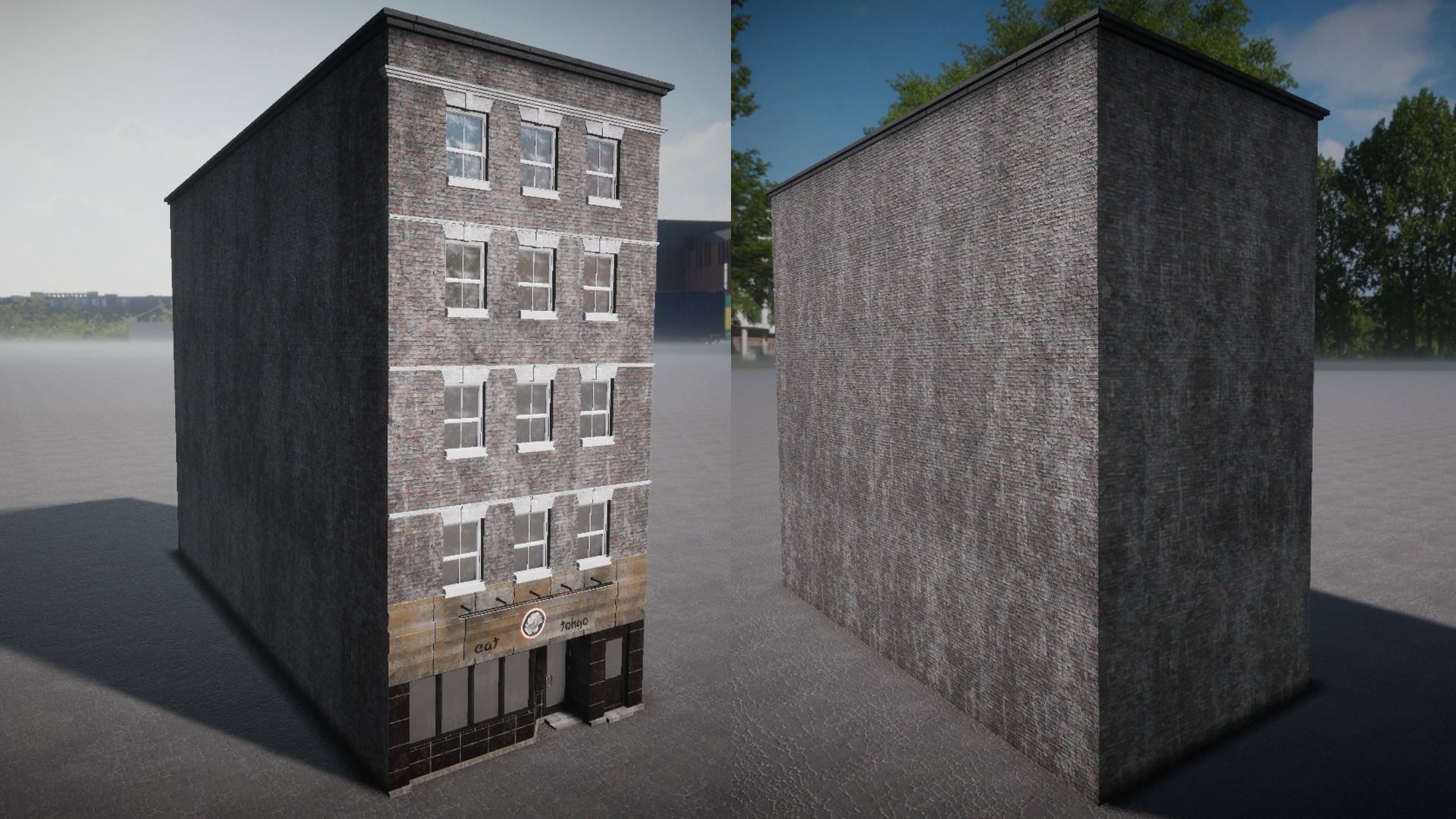 Pack of buildings for the game Low-poly 3D model_6