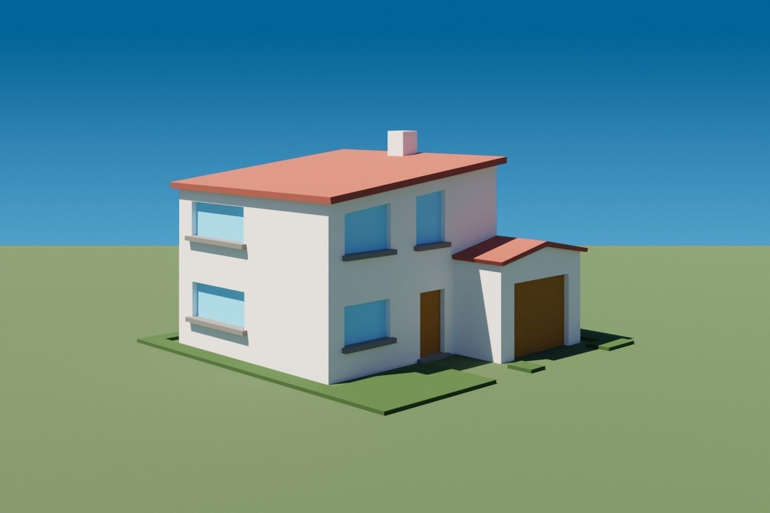 Lowpoly Buildings Set 2 house Low-poly 3D model_7