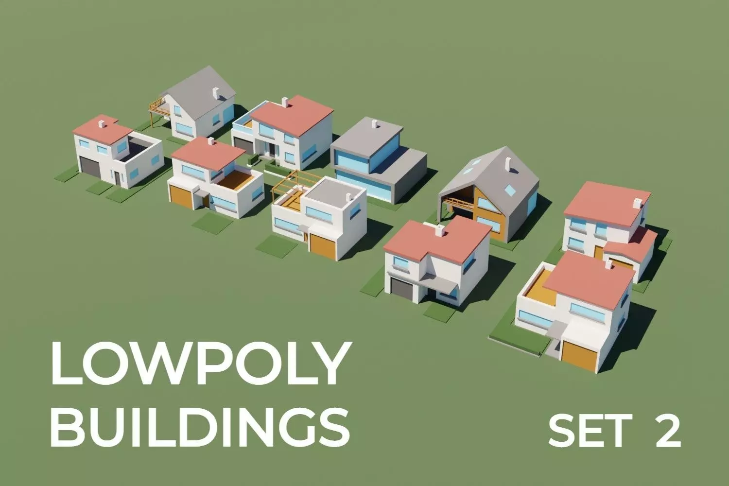 Lowpoly Buildings Set 2 house Low-poly 3D model_0