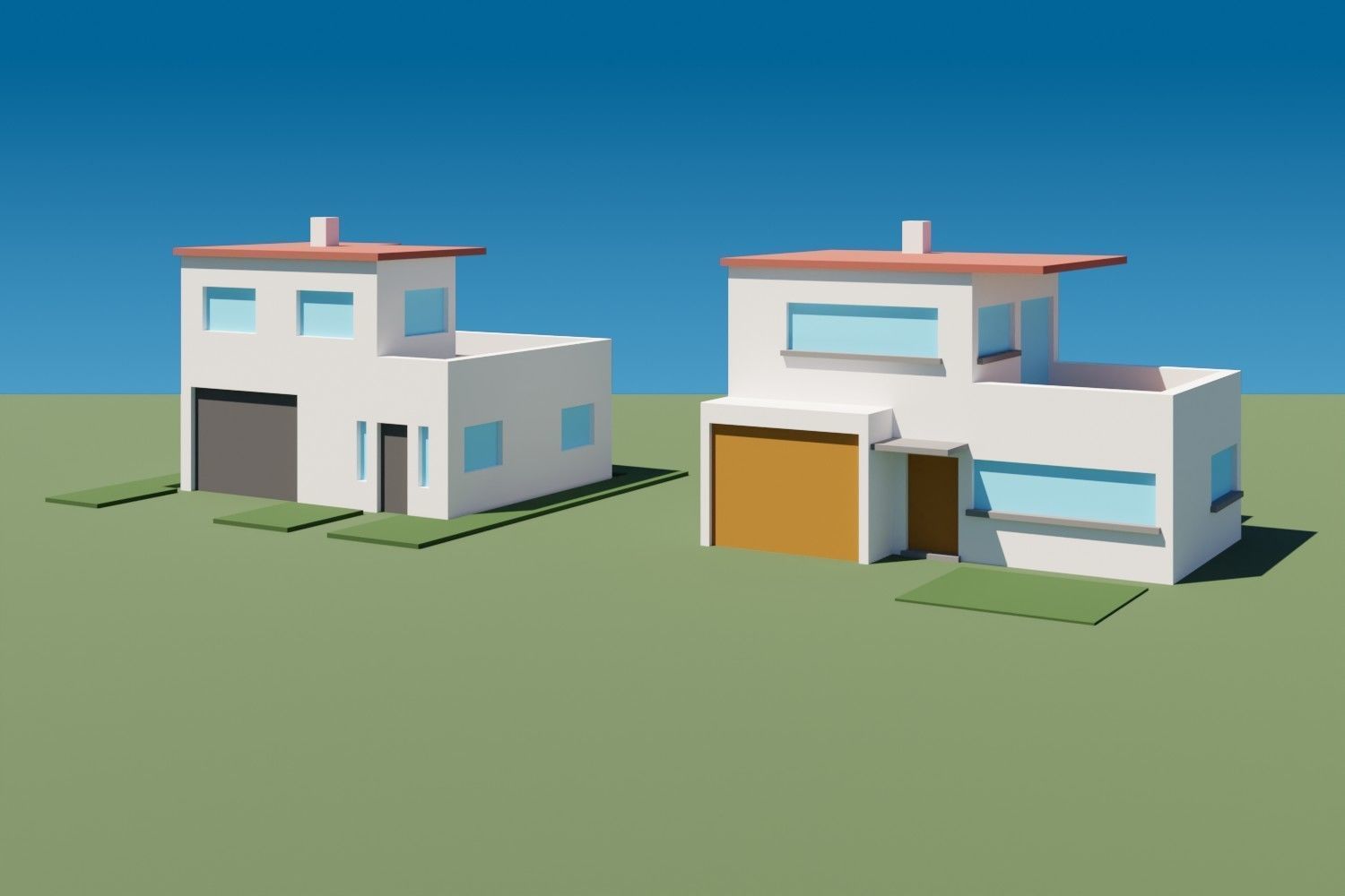 Lowpoly Buildings Set 2 house Low-poly 3D model_1