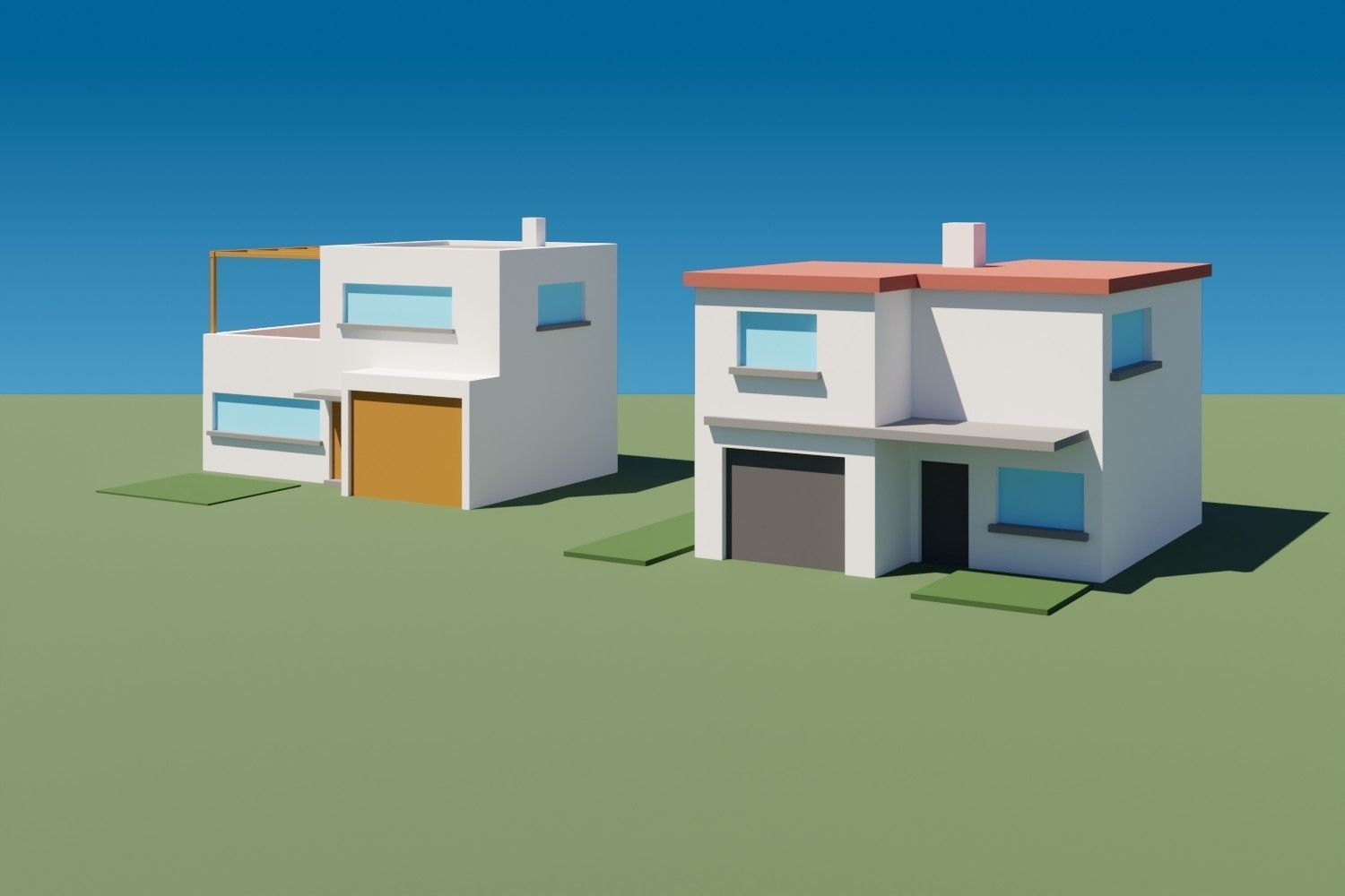 Lowpoly Buildings Set 2 house Low-poly 3D model_2