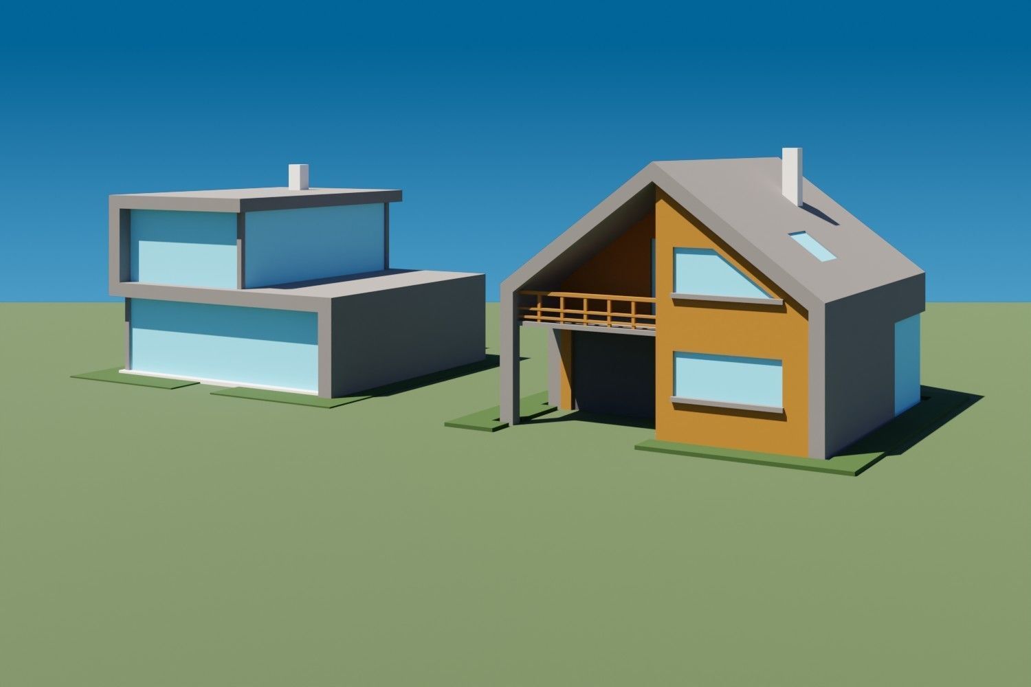 Lowpoly Buildings Set 2 house Low-poly 3D model_4