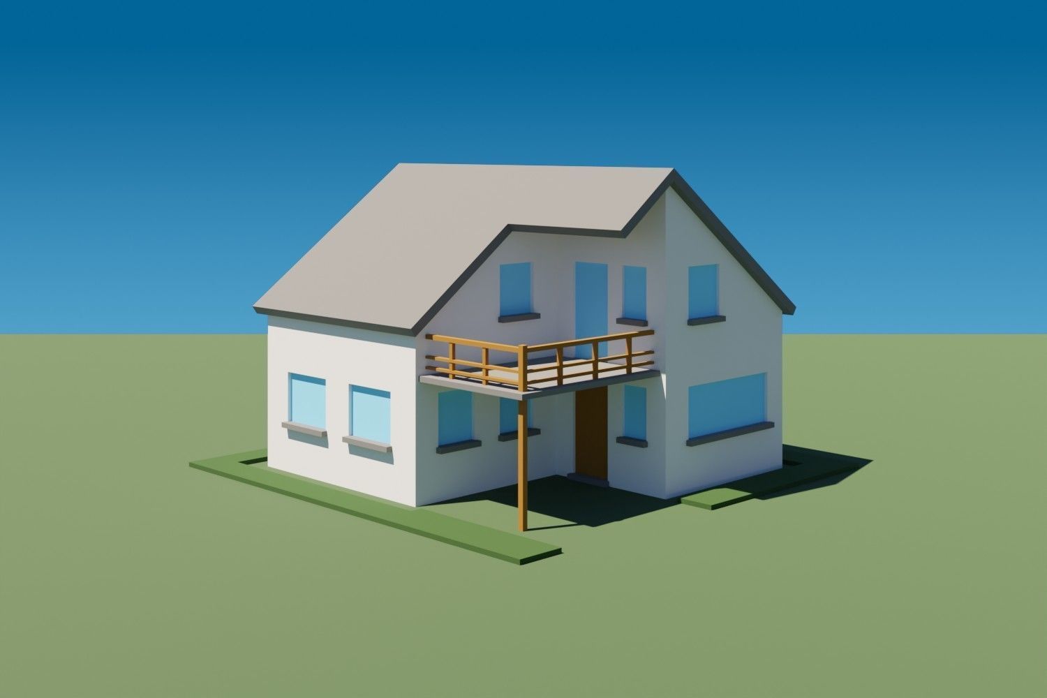 Lowpoly Buildings Set 2 house Low-poly 3D model_12