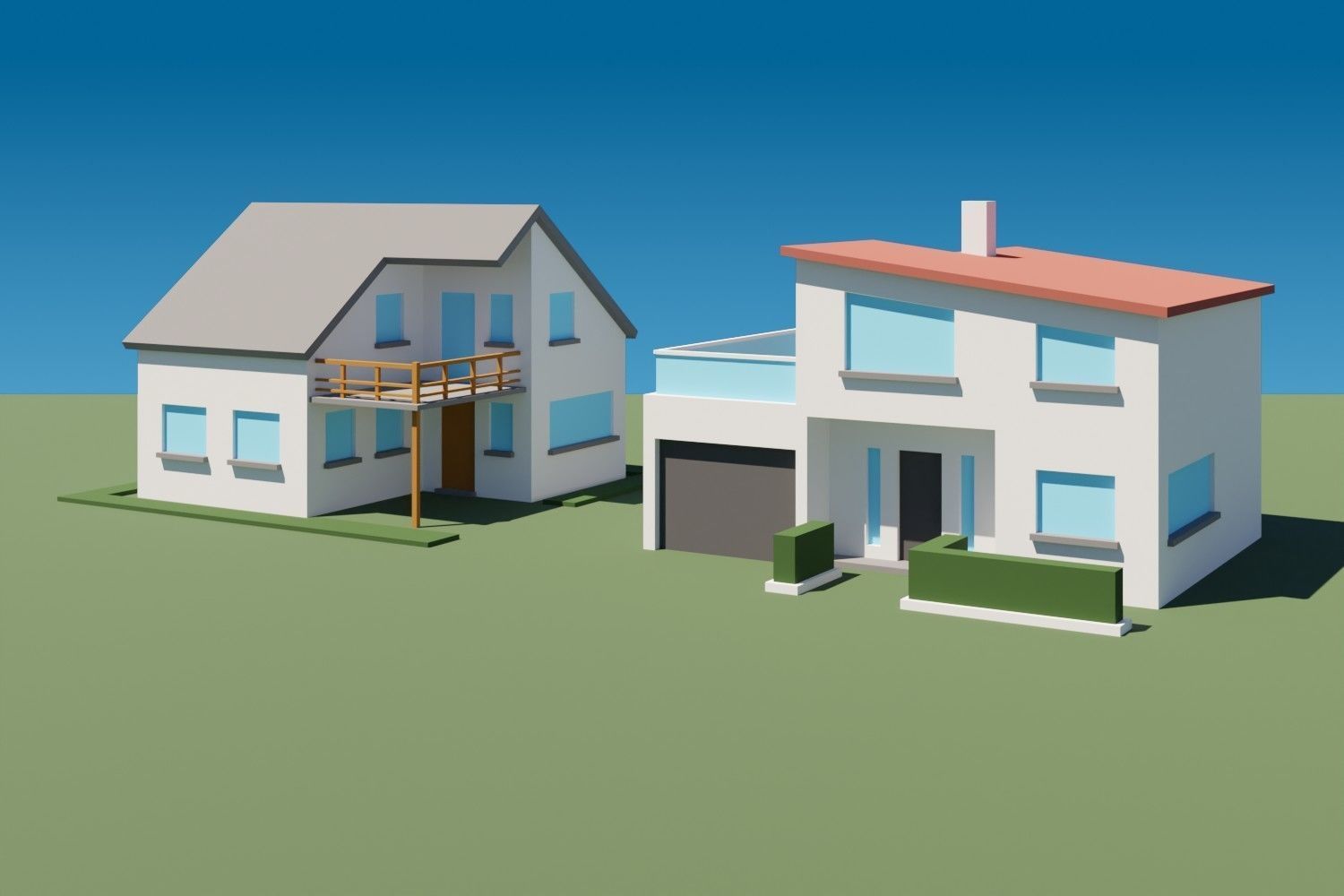 Lowpoly Buildings Set 2 house Low-poly 3D model_5