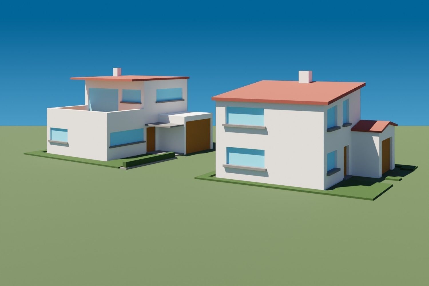 Lowpoly Buildings Set 2 house Low-poly 3D model_3