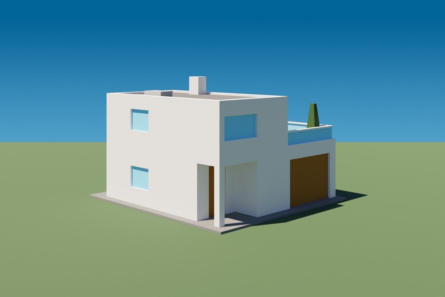 Lowpoly Buildings Set 3 modern house Low-poly 3D model_7