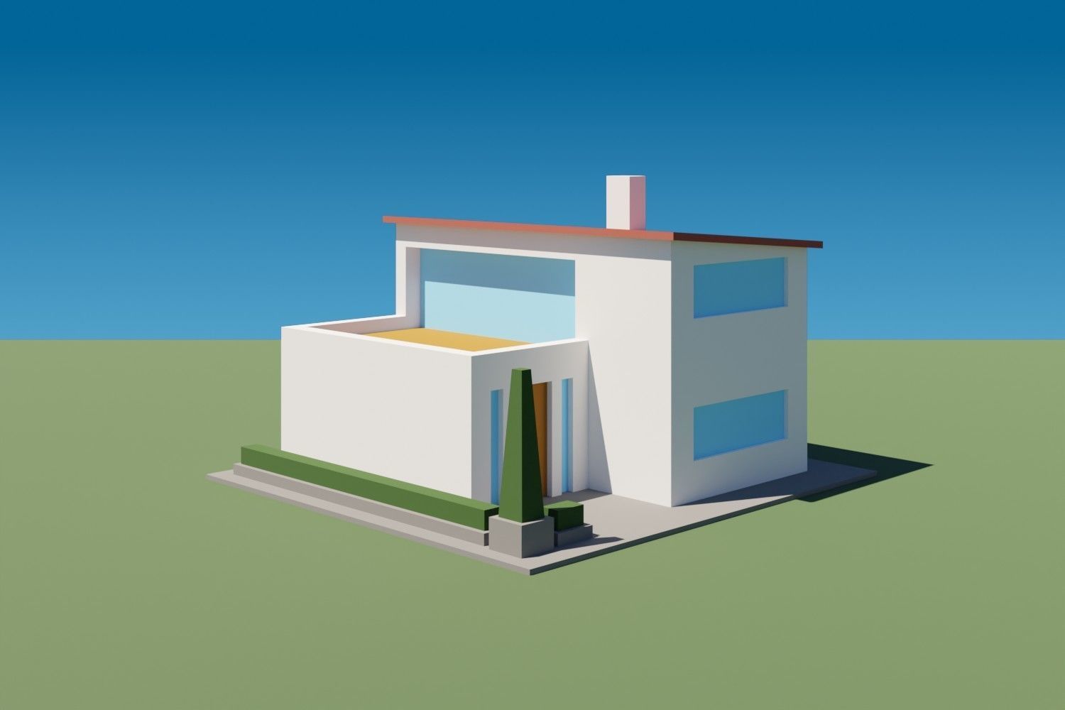 Lowpoly Buildings Set 3 modern house Low-poly 3D model_10