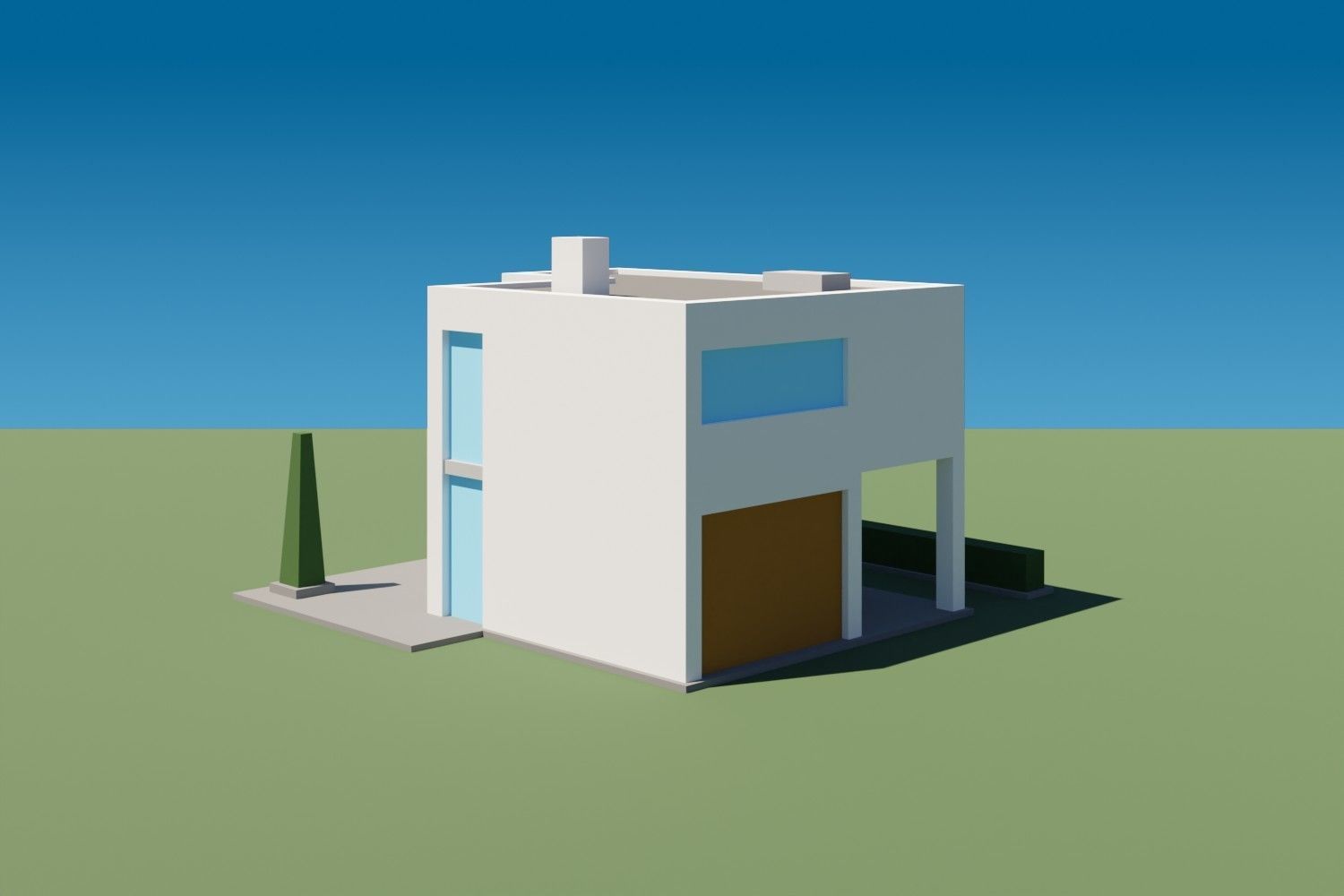 Lowpoly Buildings Set 3 modern house Low-poly 3D model_14