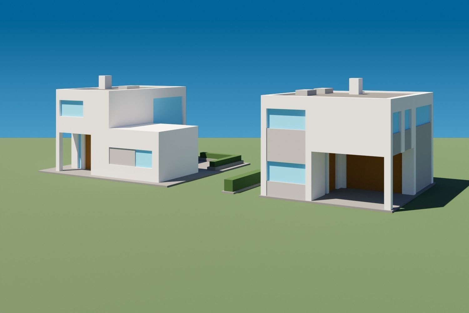 Lowpoly Buildings Set 3 modern house Low-poly 3D model_5