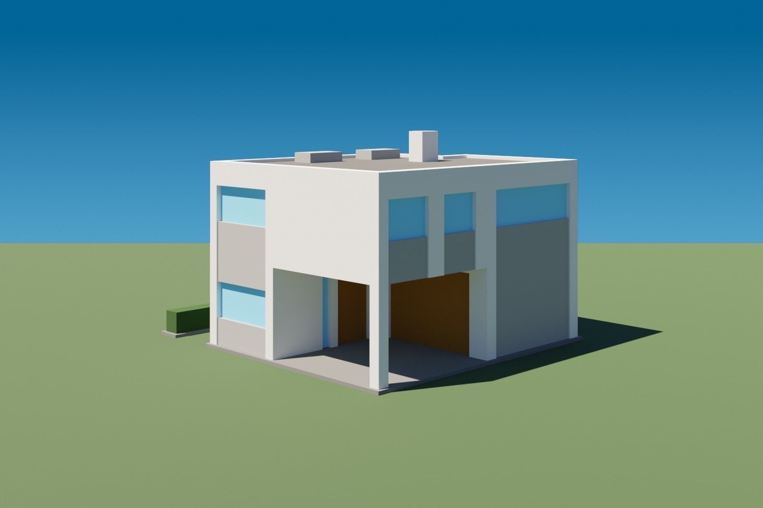 Lowpoly Buildings Set 3 modern house Low-poly 3D model_13