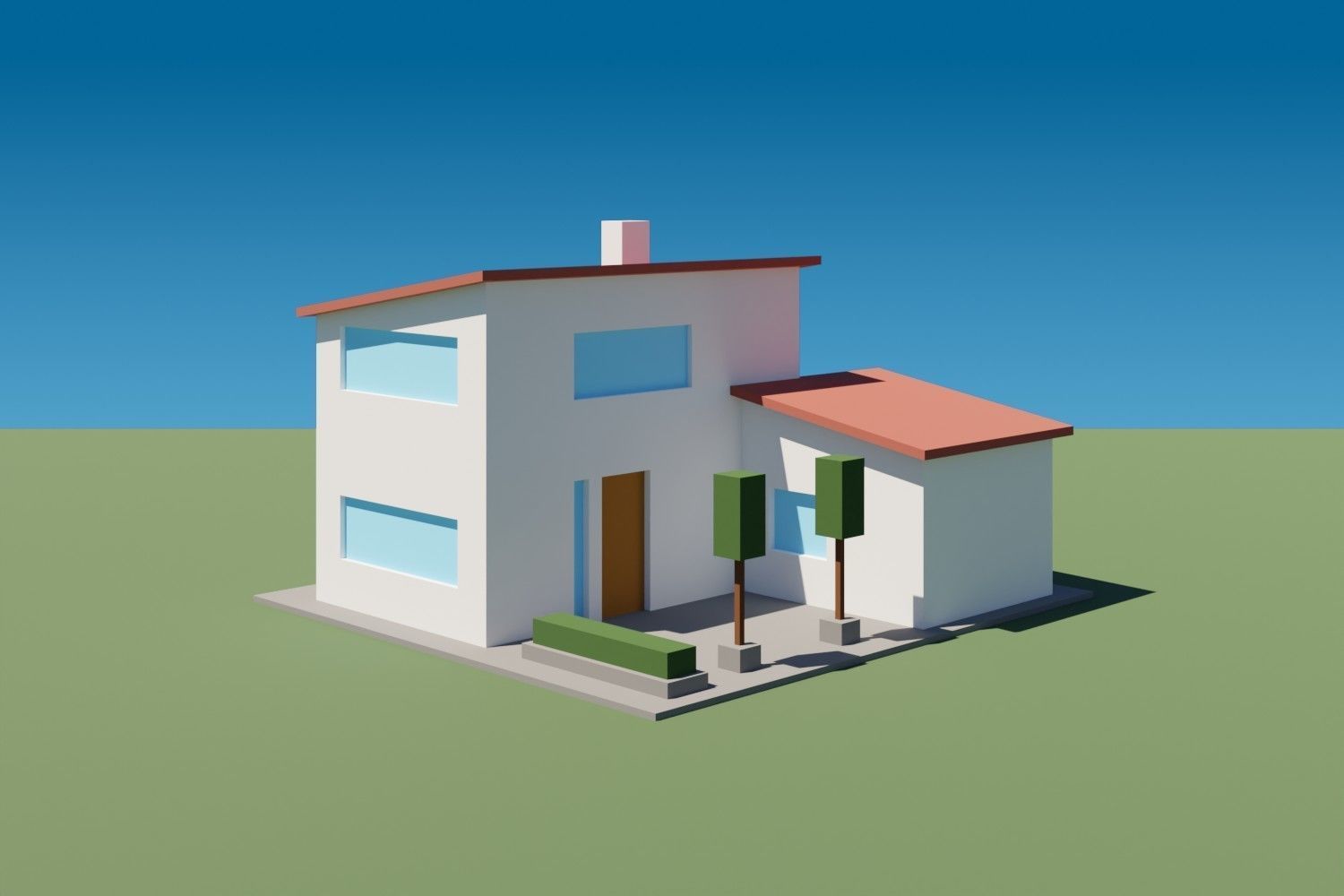 Lowpoly Buildings Set 3 modern house Low-poly 3D model_8