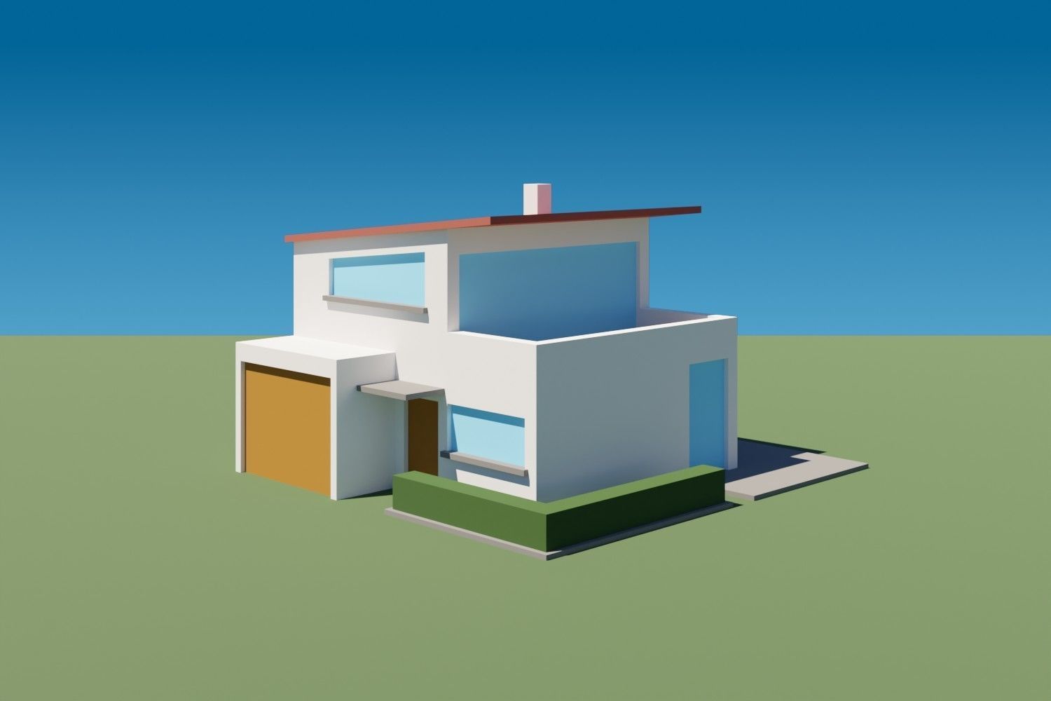 Lowpoly Buildings Set 3 modern house Low-poly 3D model_6