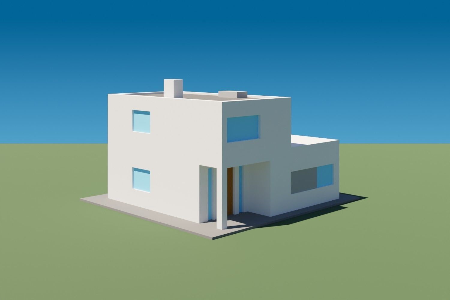 Lowpoly Buildings Set 3 modern house Low-poly 3D model_12