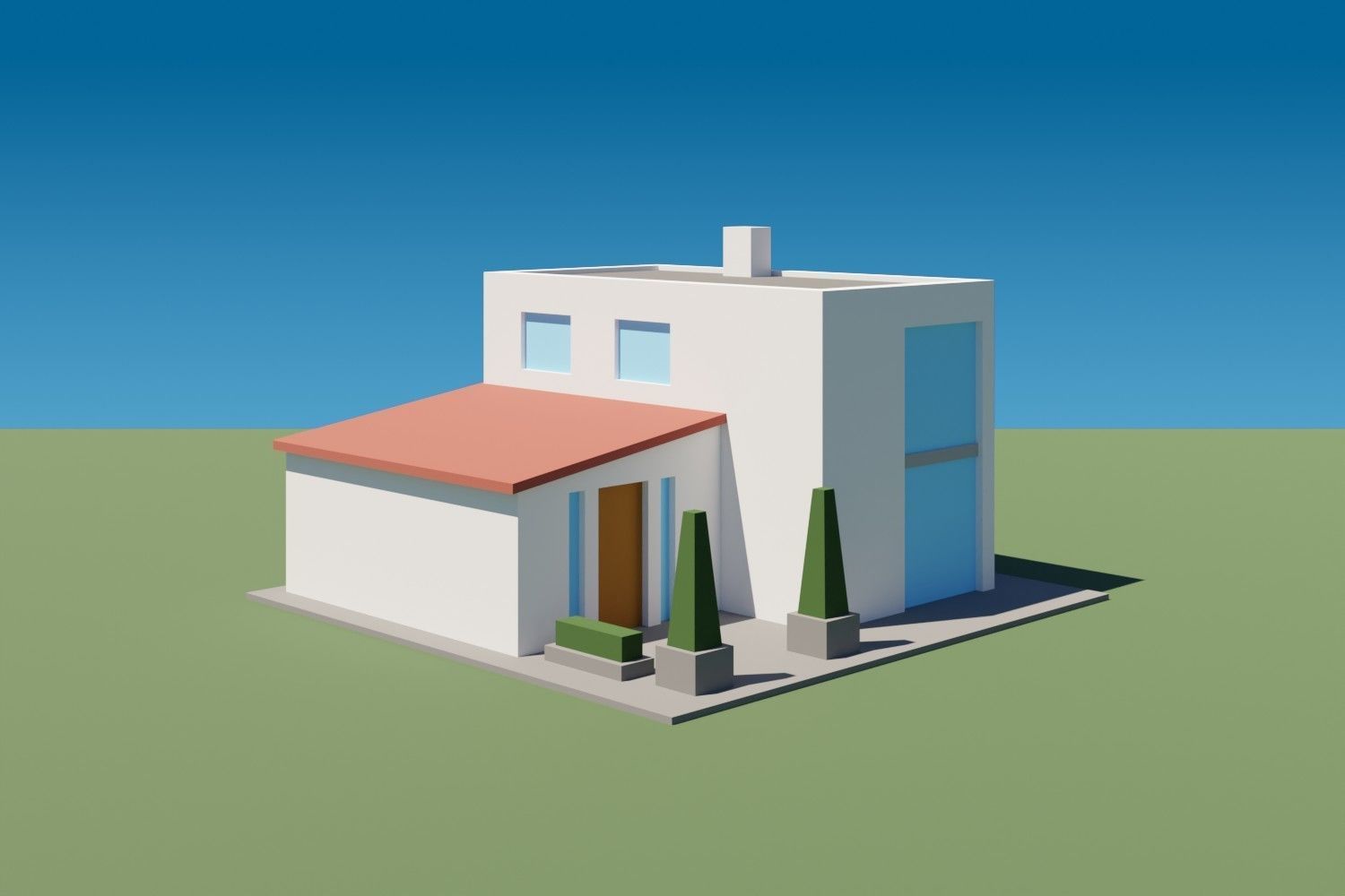 Lowpoly Buildings Set 3 modern house Low-poly 3D model_11