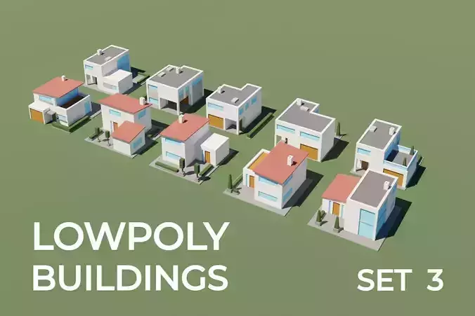 Lowpoly Buildings Set 3 modern house