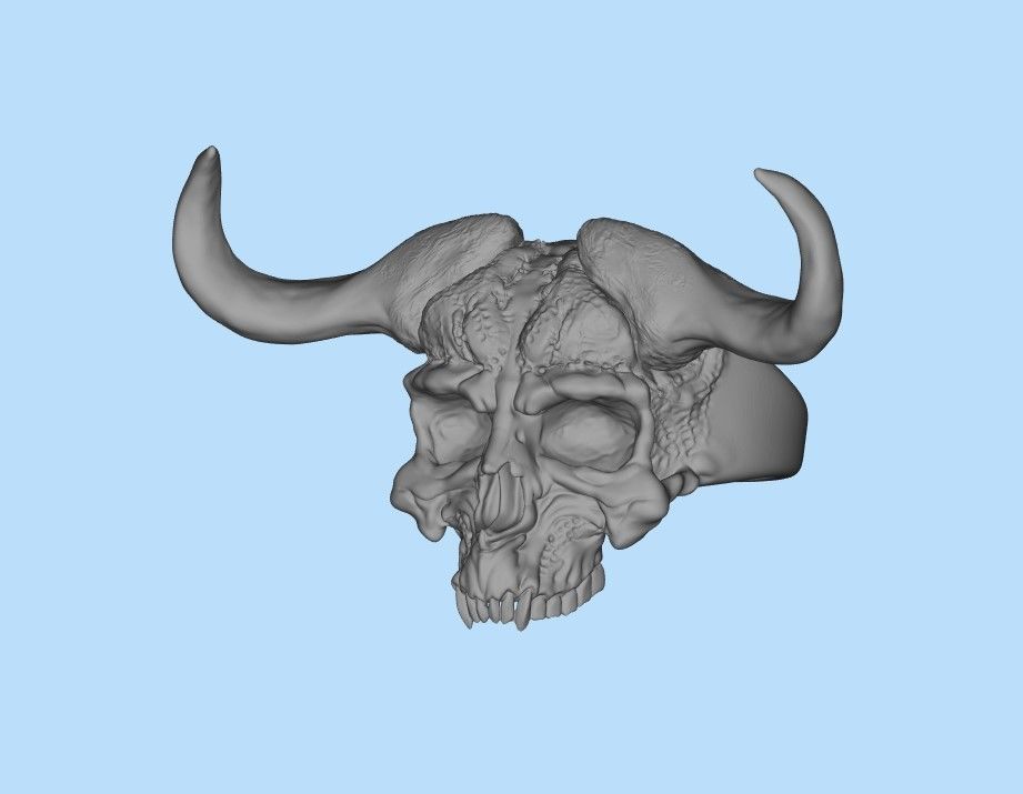 Demon Skull Ring STL 3D print model_17