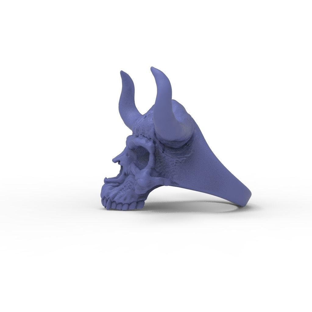 Demon Skull Ring STL 3D print model_13