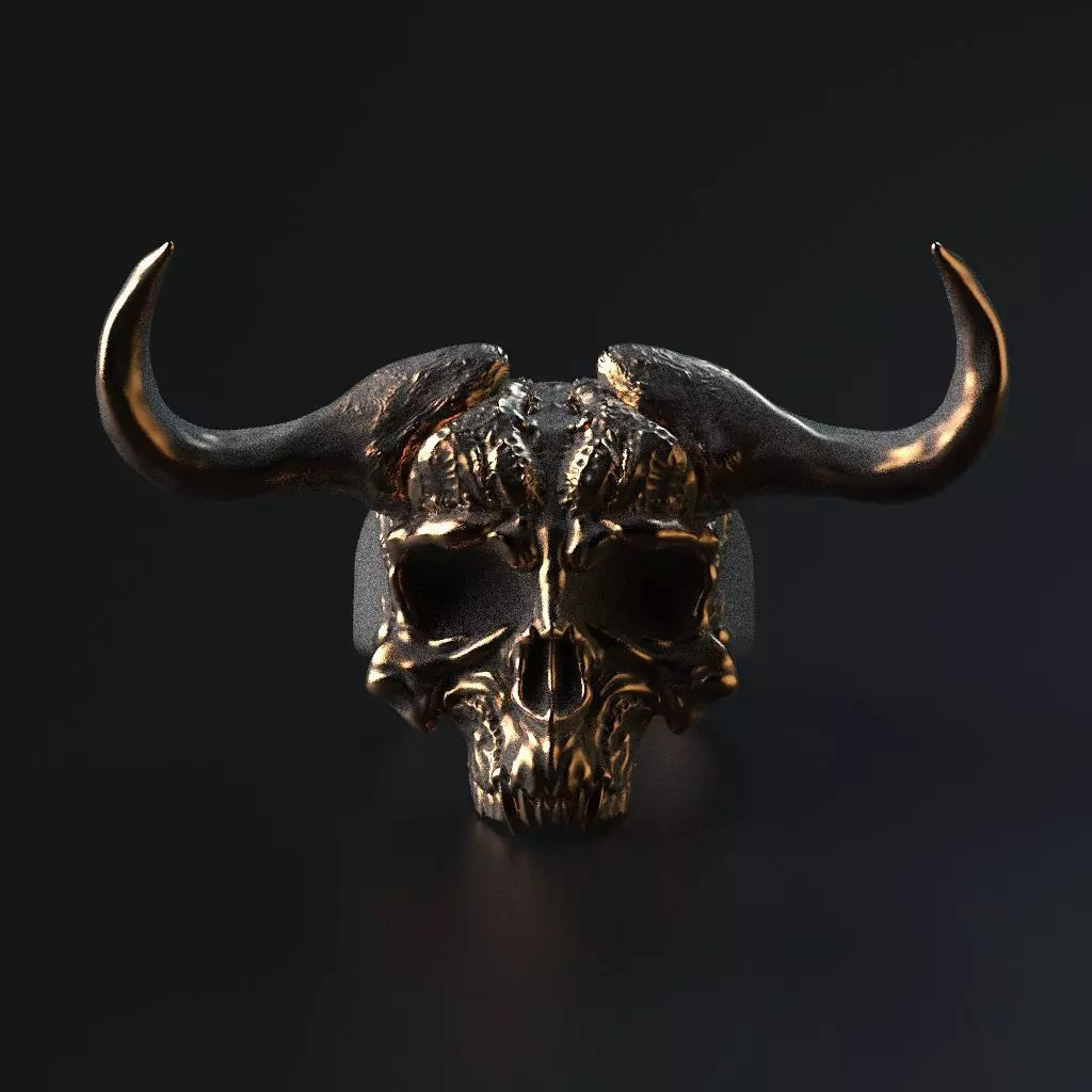 Demon Skull Ring STL 3D print model_0