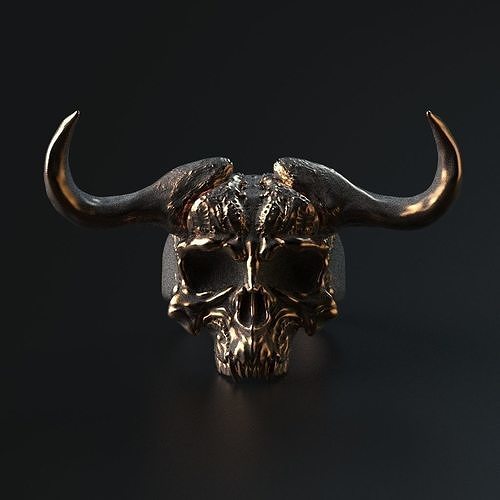 Demon Skull Ring STL 3D print model