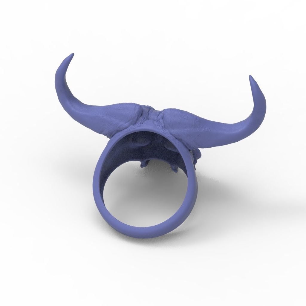 Demon Skull Ring STL 3D print model_16