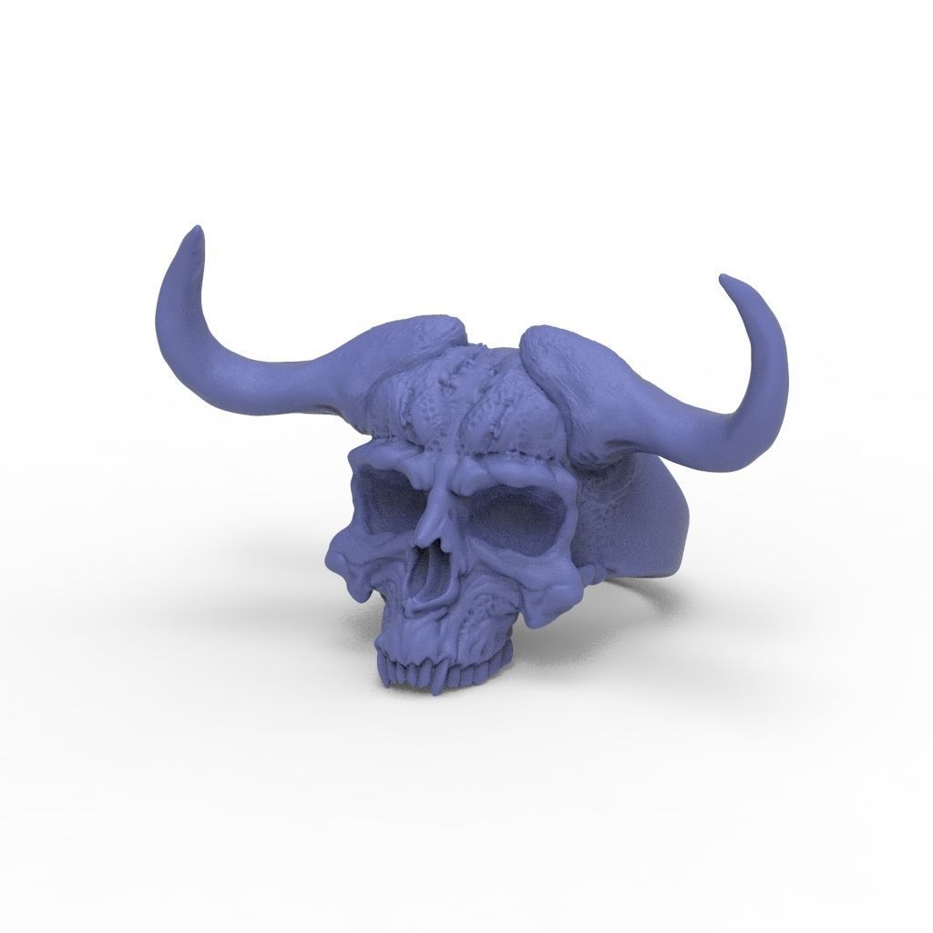 Demon Skull Ring STL 3D print model_11