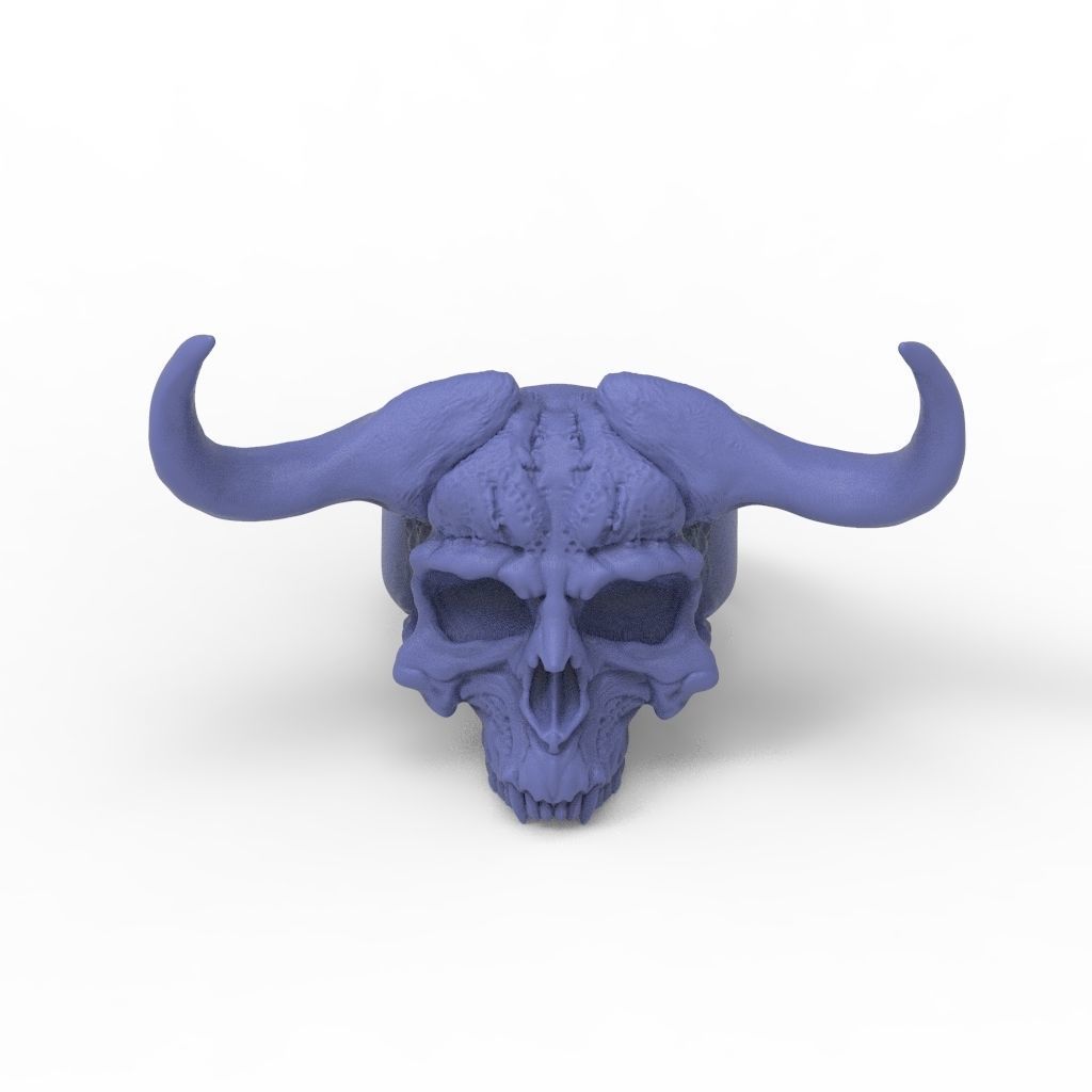 Demon Skull Ring STL 3D print model_15