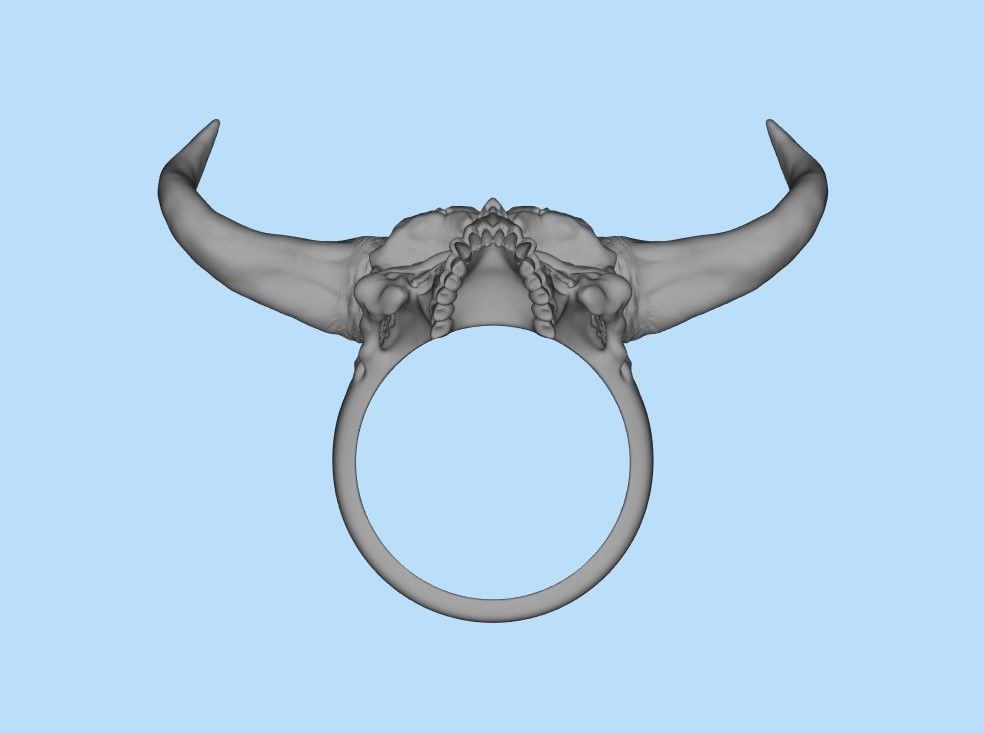 Demon Skull Ring STL 3D print model_19