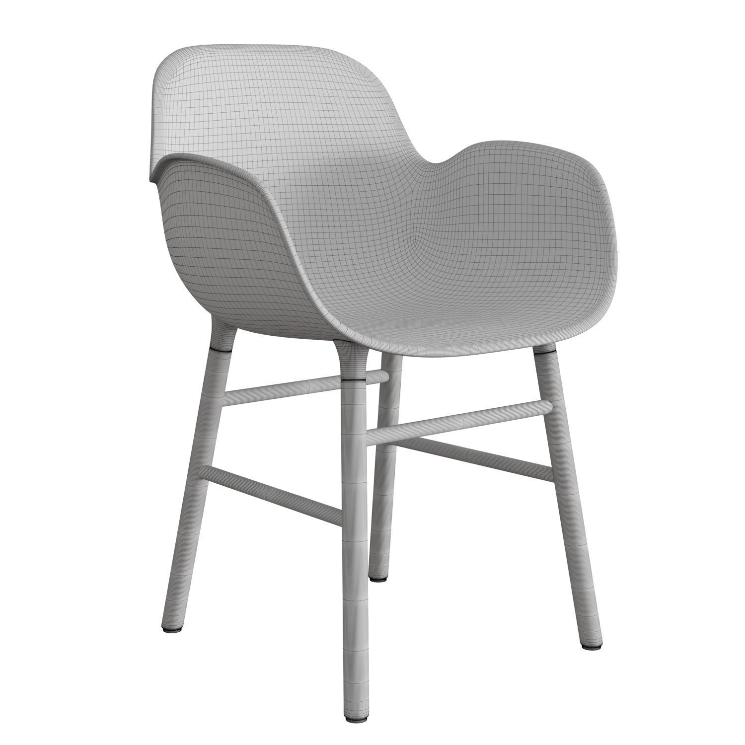 Form Armchair Oak 3D model_4