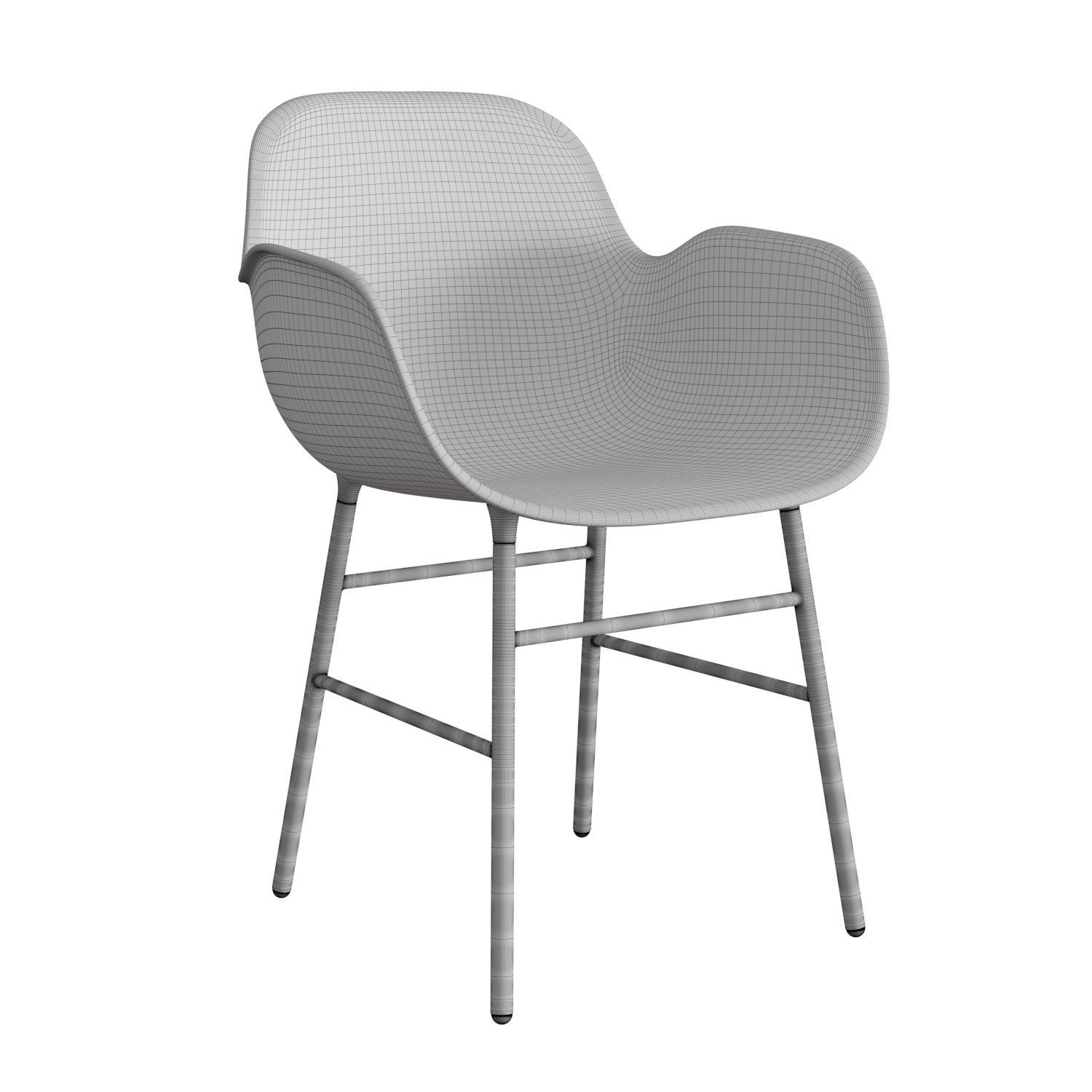 Form Armchair Steel 3D model_4