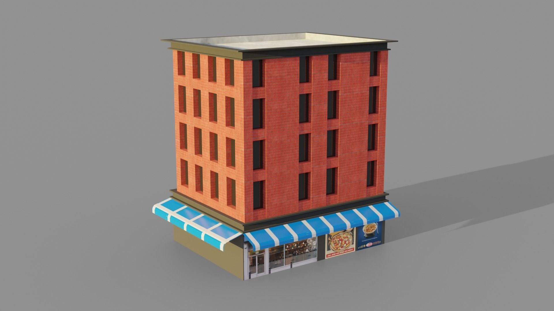 Low Poly Buildings Pack Vol-1 - Game Ready - PBR Low-poly 3D model_8