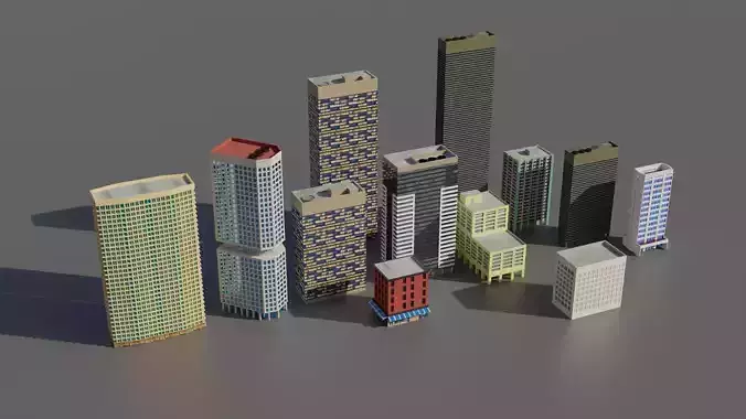 Low Poly Buildings Pack Vol-1 - Game Ready - PBR