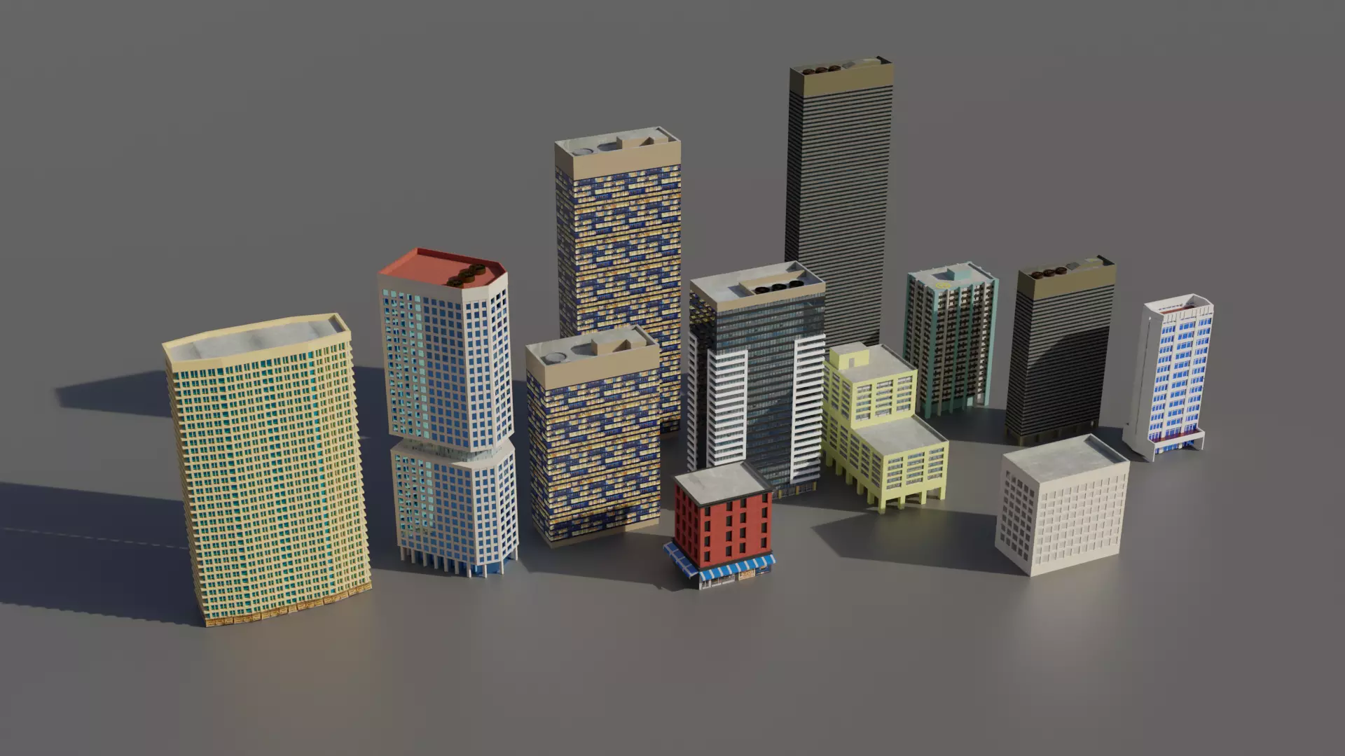 Low Poly Buildings Pack Vol-1 - Game Ready - PBR Low-poly 3D model_0