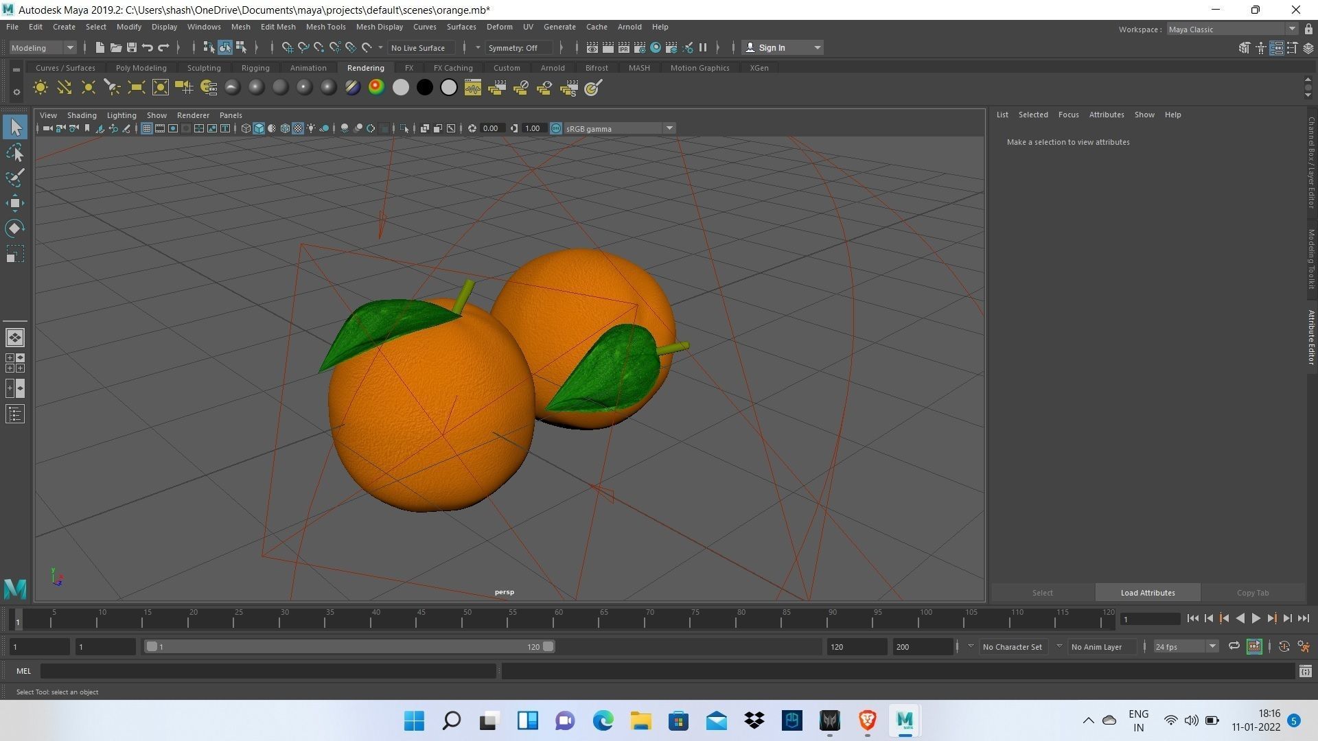 ORANGE MODEL AUTODESK MAYA 2019 Low-poly 3D model_2