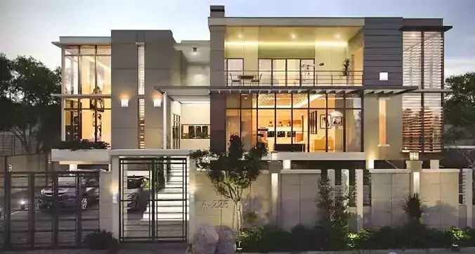 Exterior modern house for render