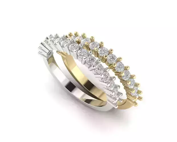 2mm RBC Diamond shared prongs  half eternity Wedding Band 