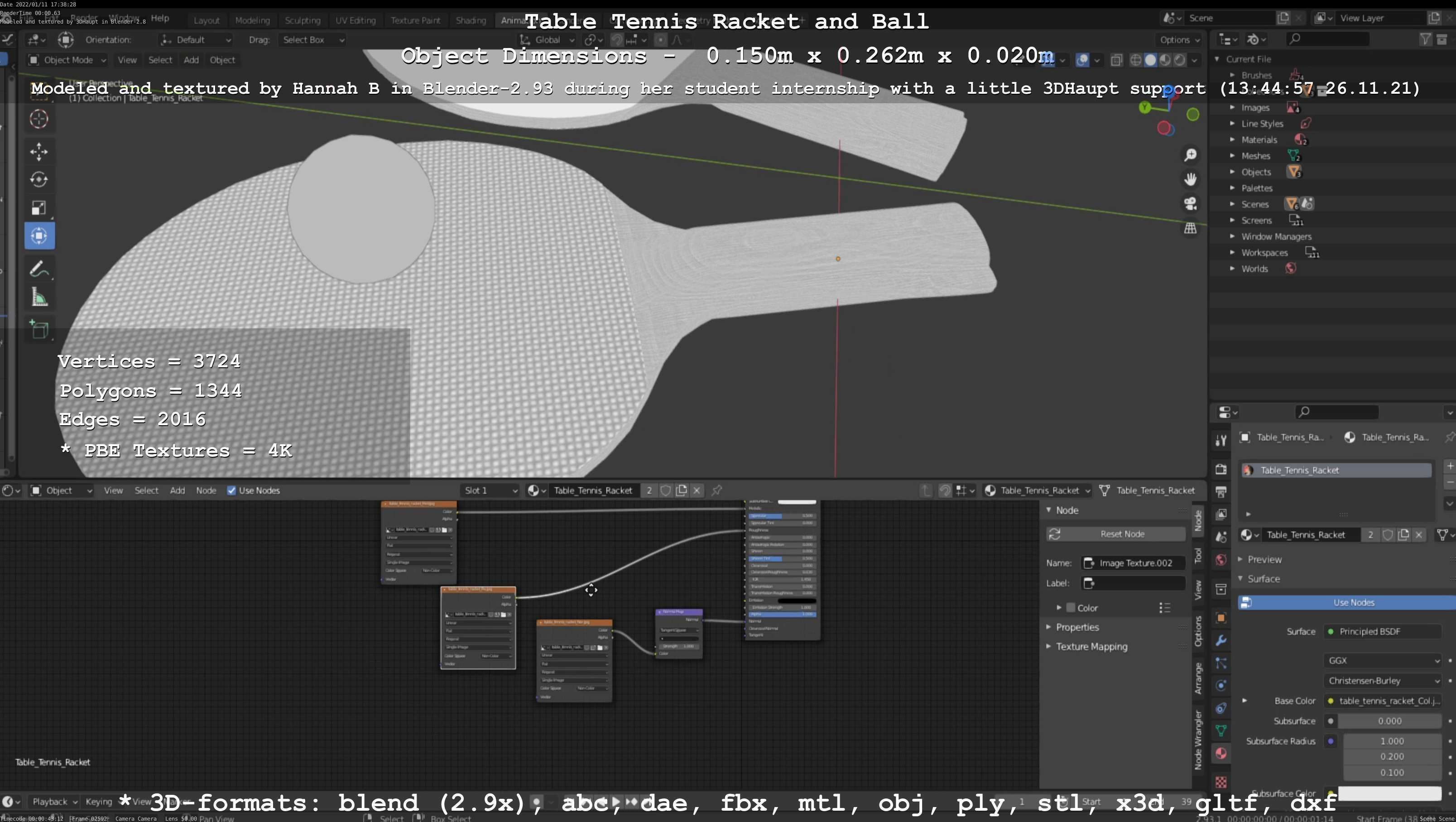 Table Tennis Racket and Ball Low-poly 3D model_112