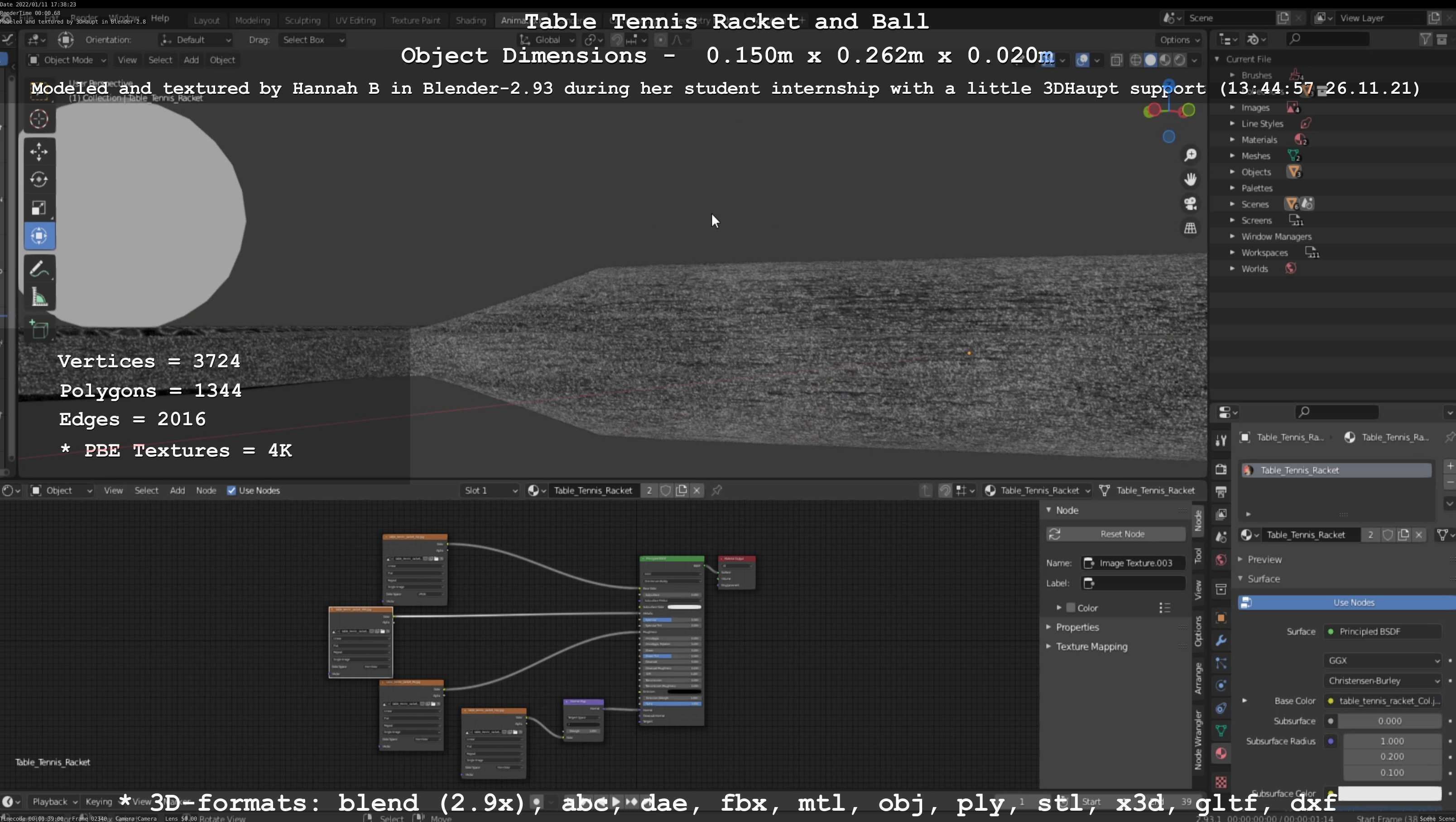 Table Tennis Racket and Ball Low-poly 3D model_109