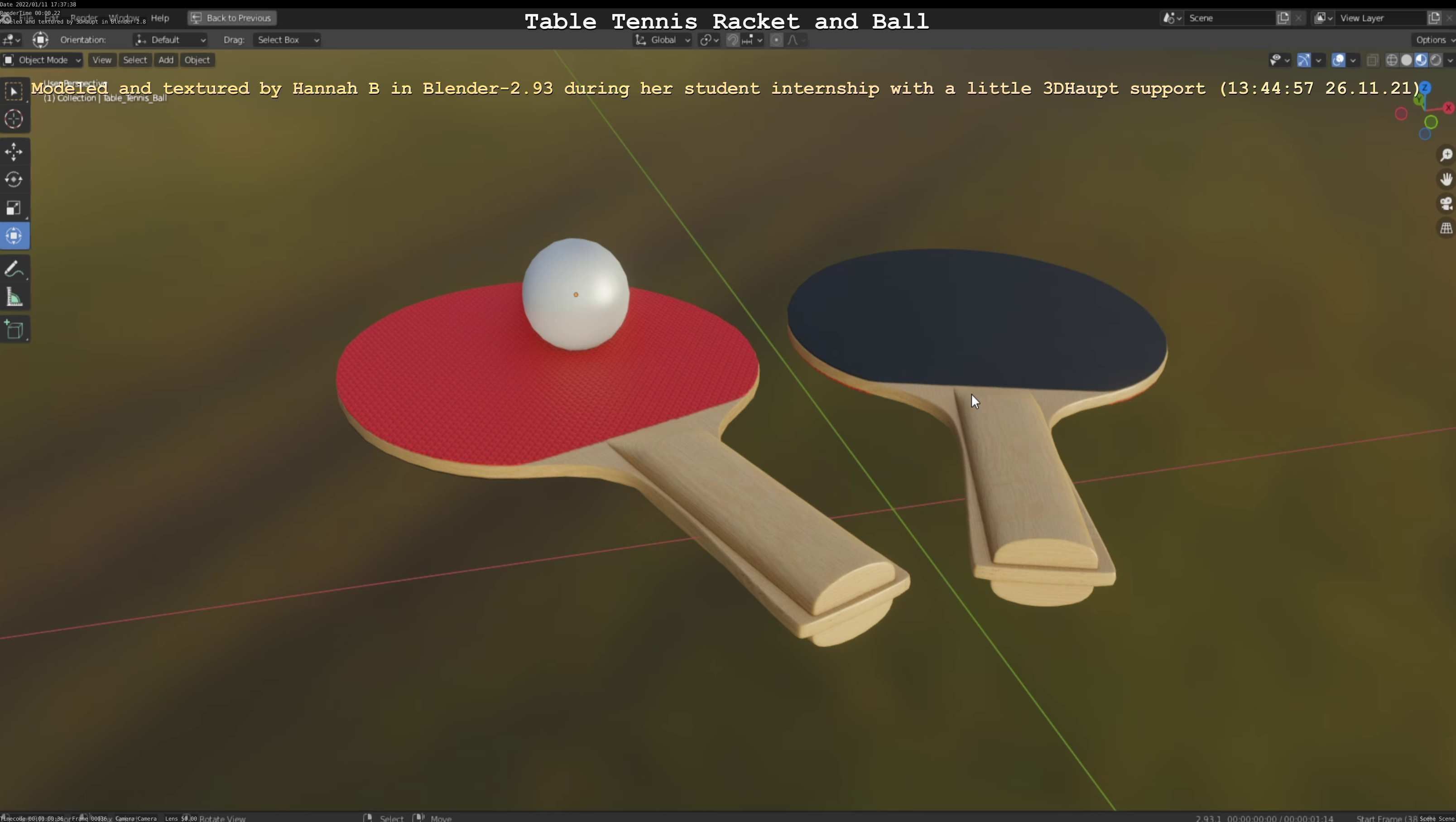 Table Tennis Racket and Ball Low-poly 3D model_40