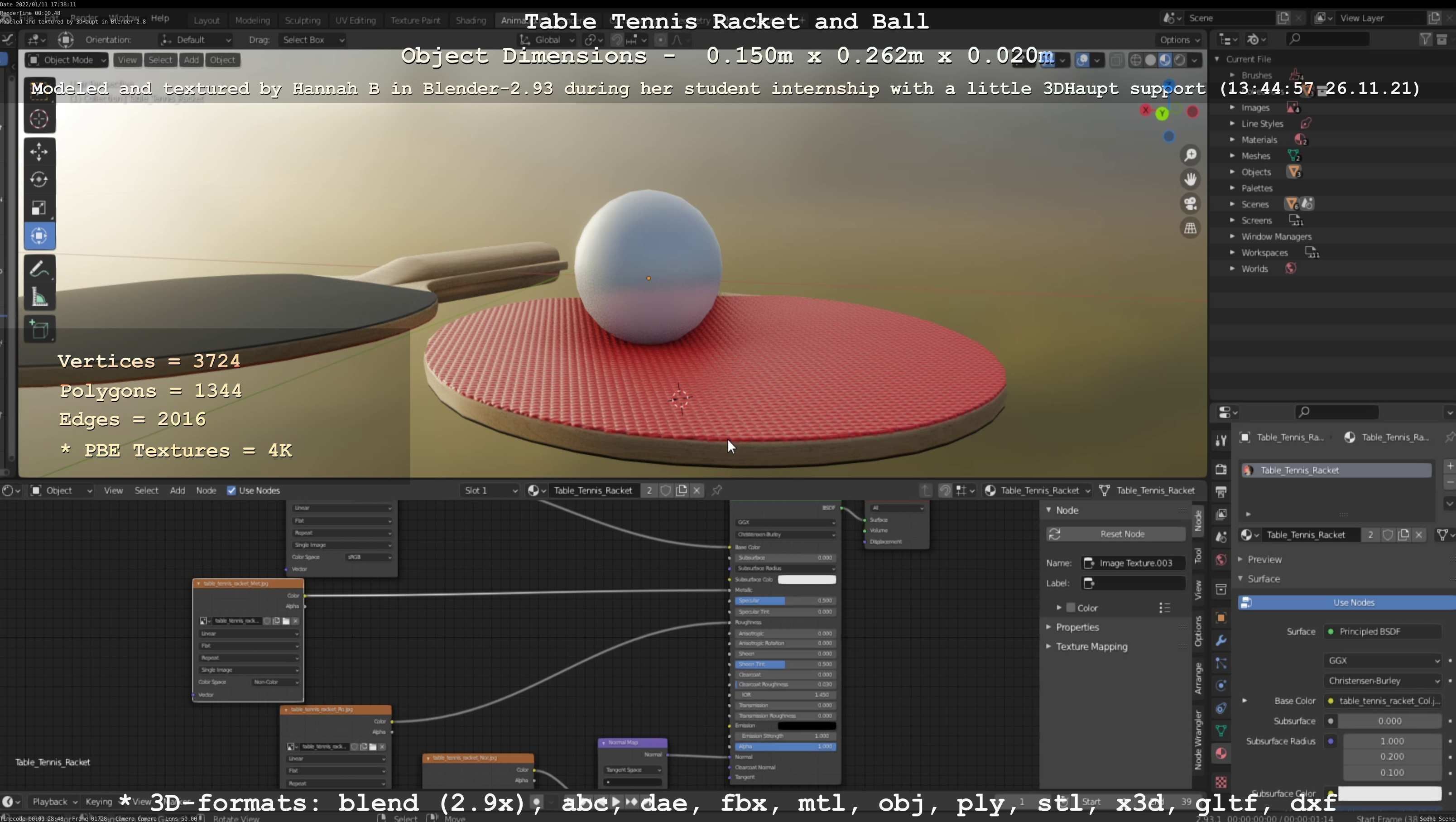 Table Tennis Racket and Ball Low-poly 3D model_56