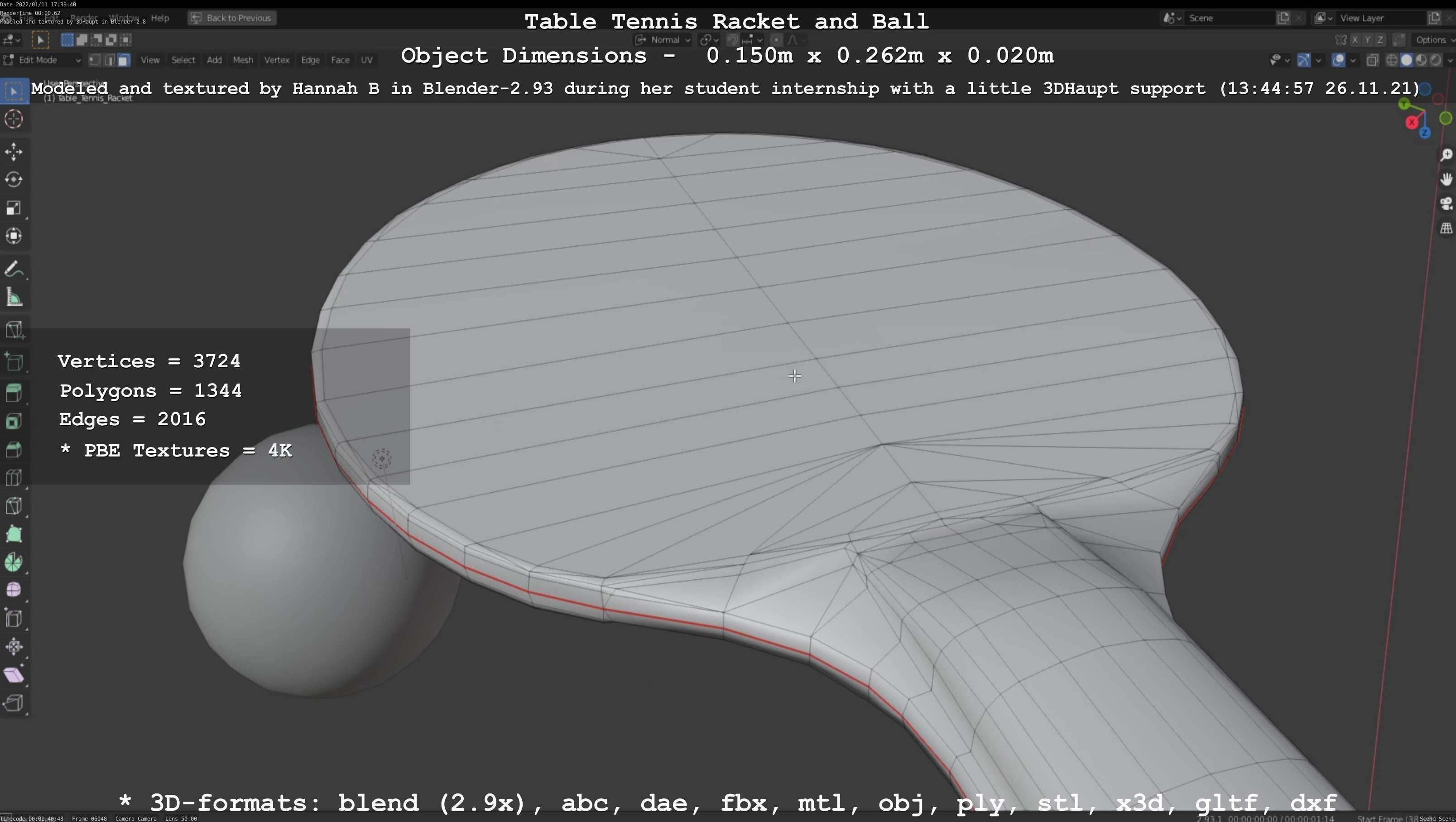 Table Tennis Racket and Ball Low-poly 3D model_70