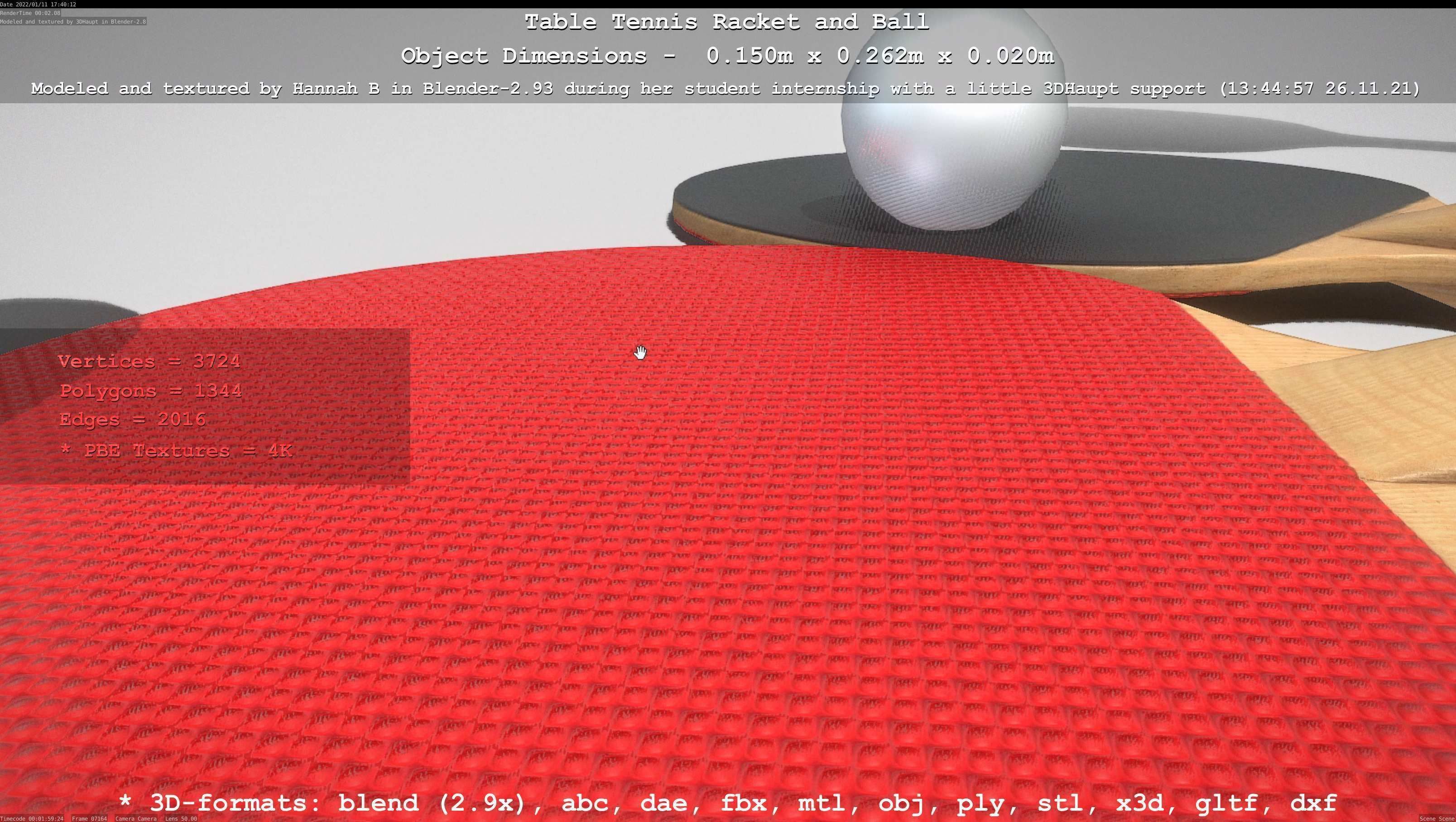 Table Tennis Racket and Ball Low-poly 3D model_78