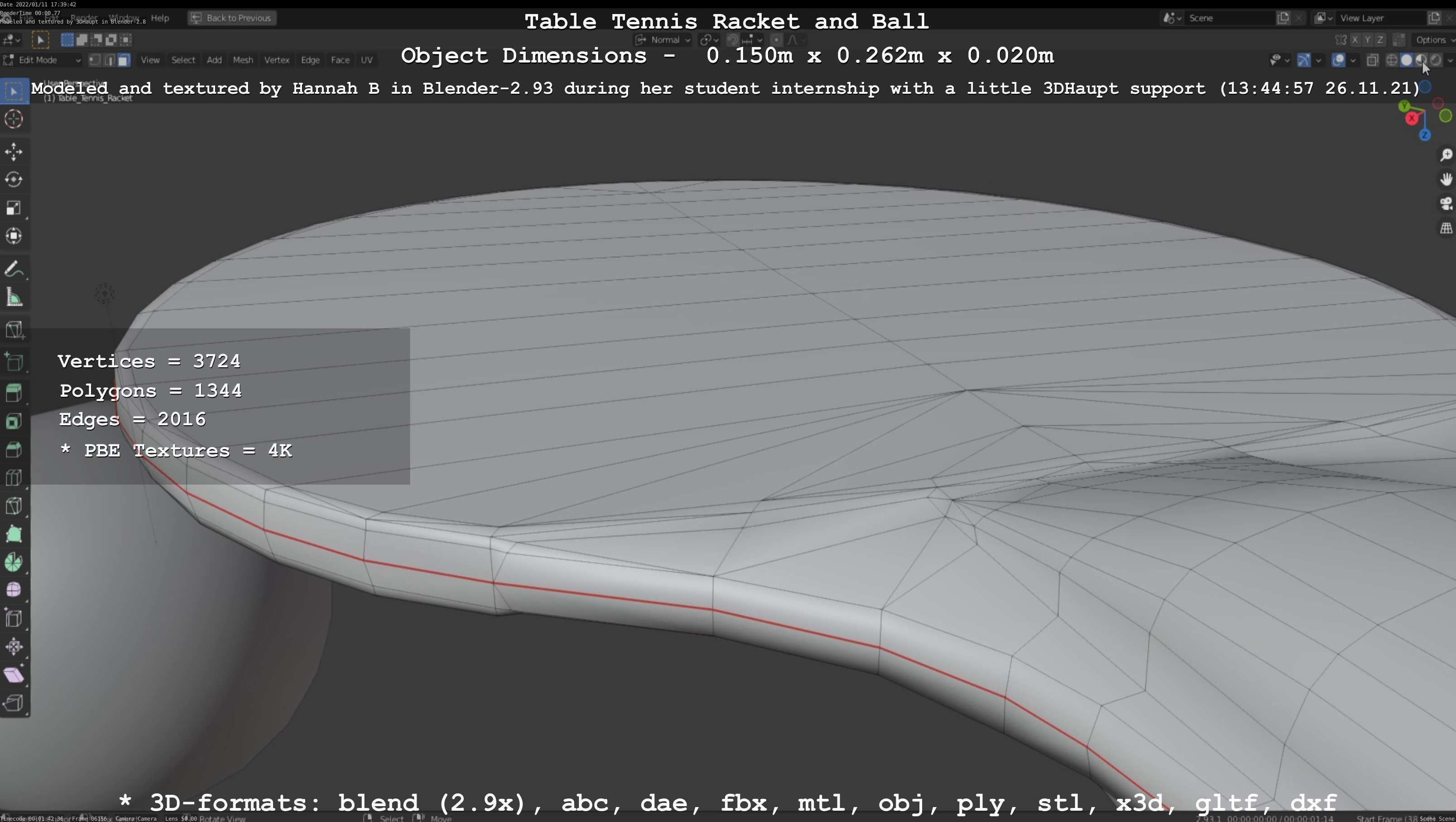 Table Tennis Racket and Ball Low-poly 3D model_71
