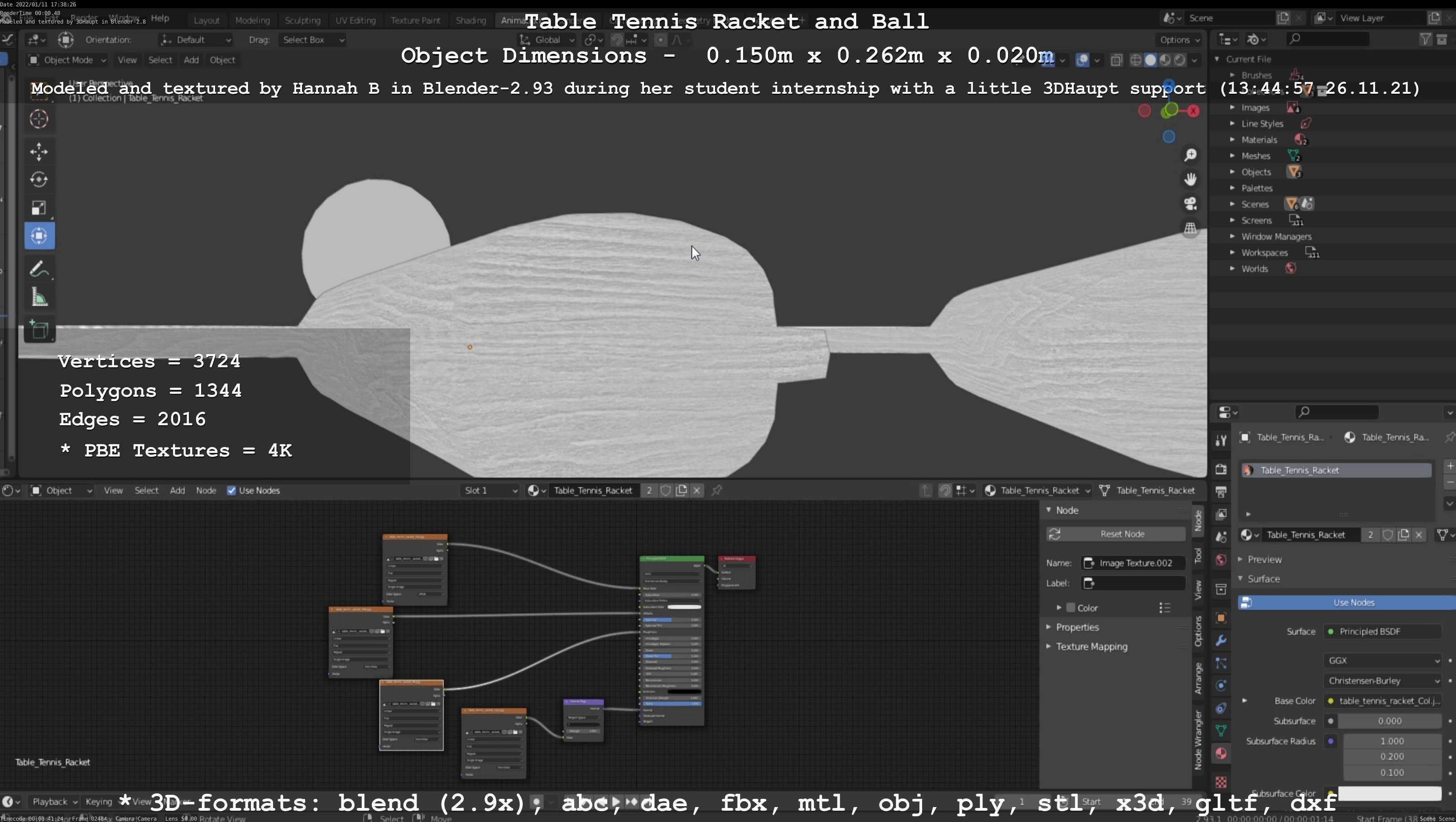 Table Tennis Racket and Ball Low-poly 3D model_111