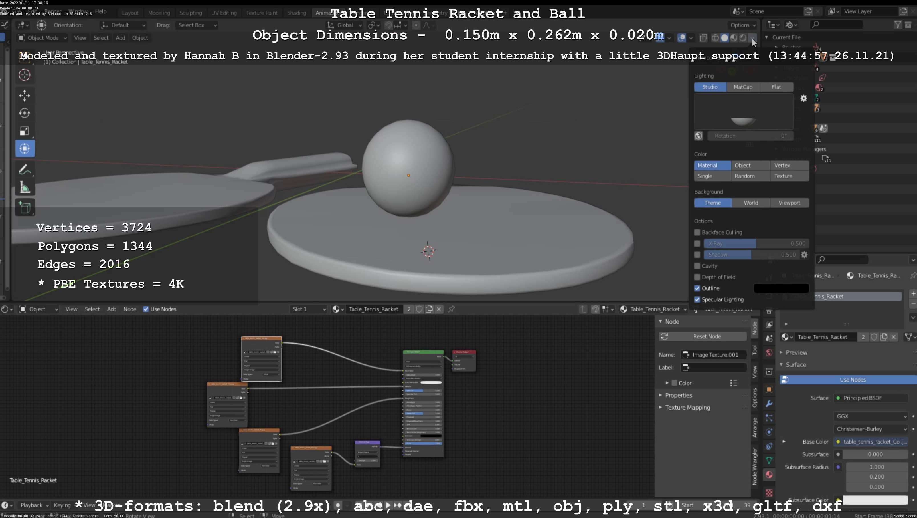 Table Tennis Racket and Ball Low-poly 3D model_105
